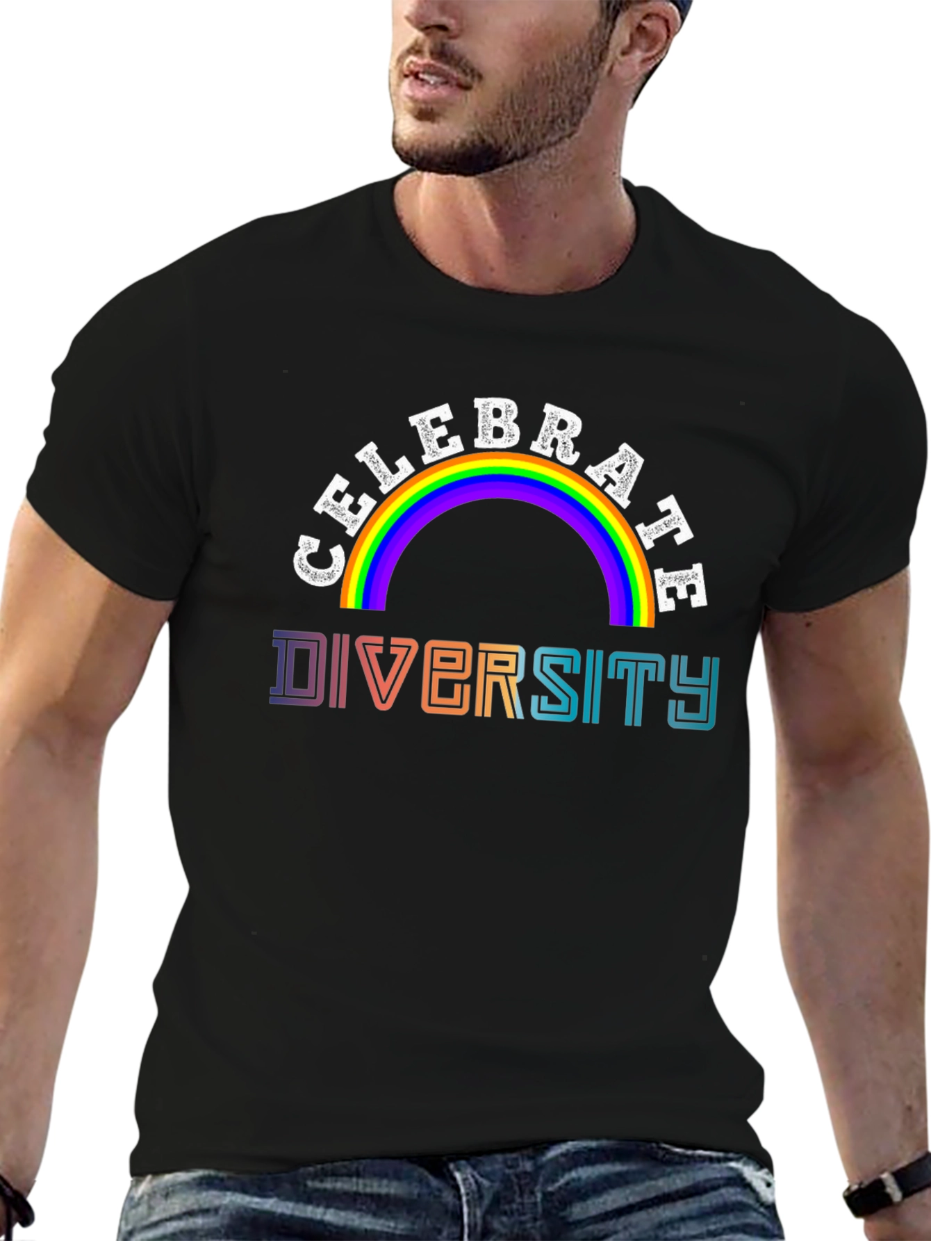 Celebrate Diversity Rainbow Graphic T-Shirt