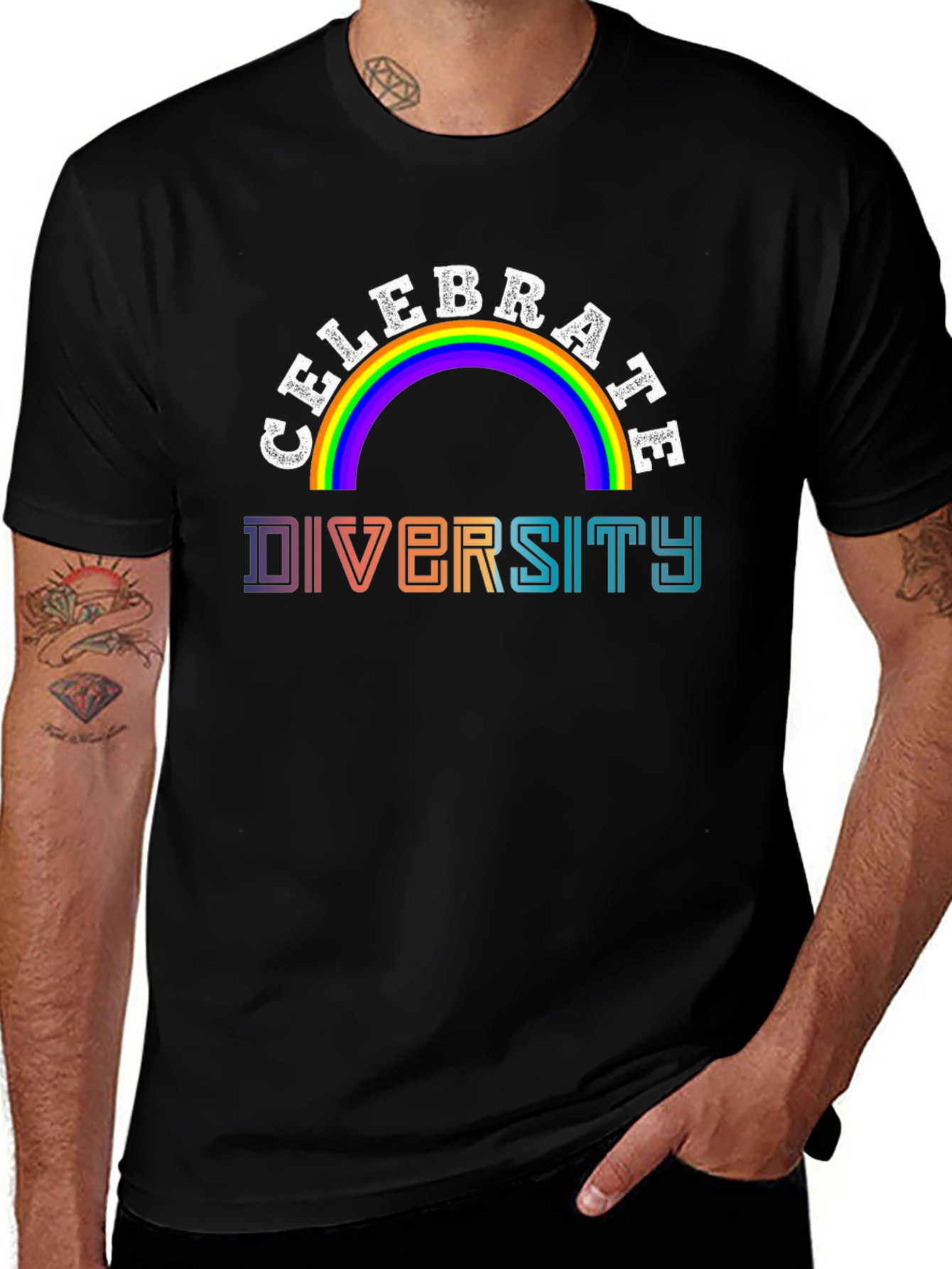 Celebrate Diversity Rainbow Graphic T-Shirt