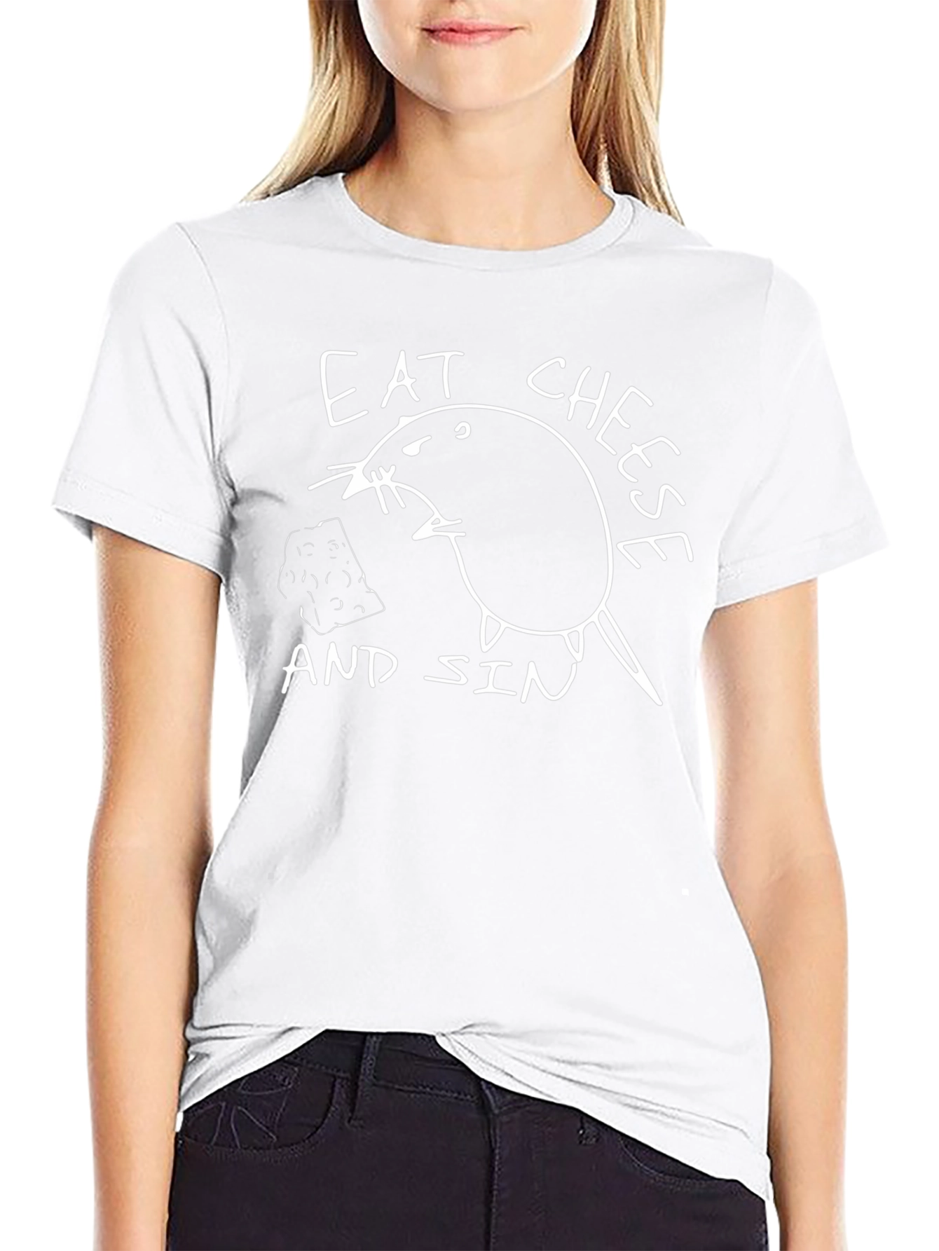 Eat Cheese and Sin Graphic Tee - Black