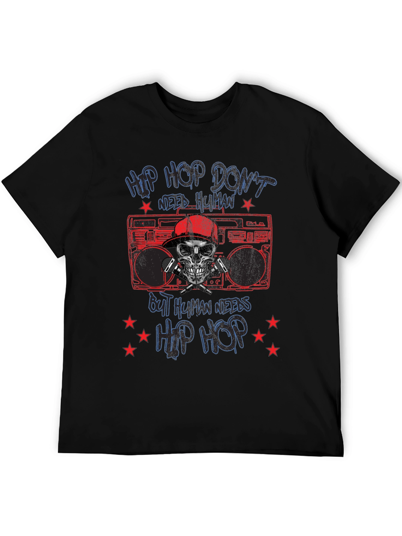 Hip Hop Skull Graphic Tee - Black