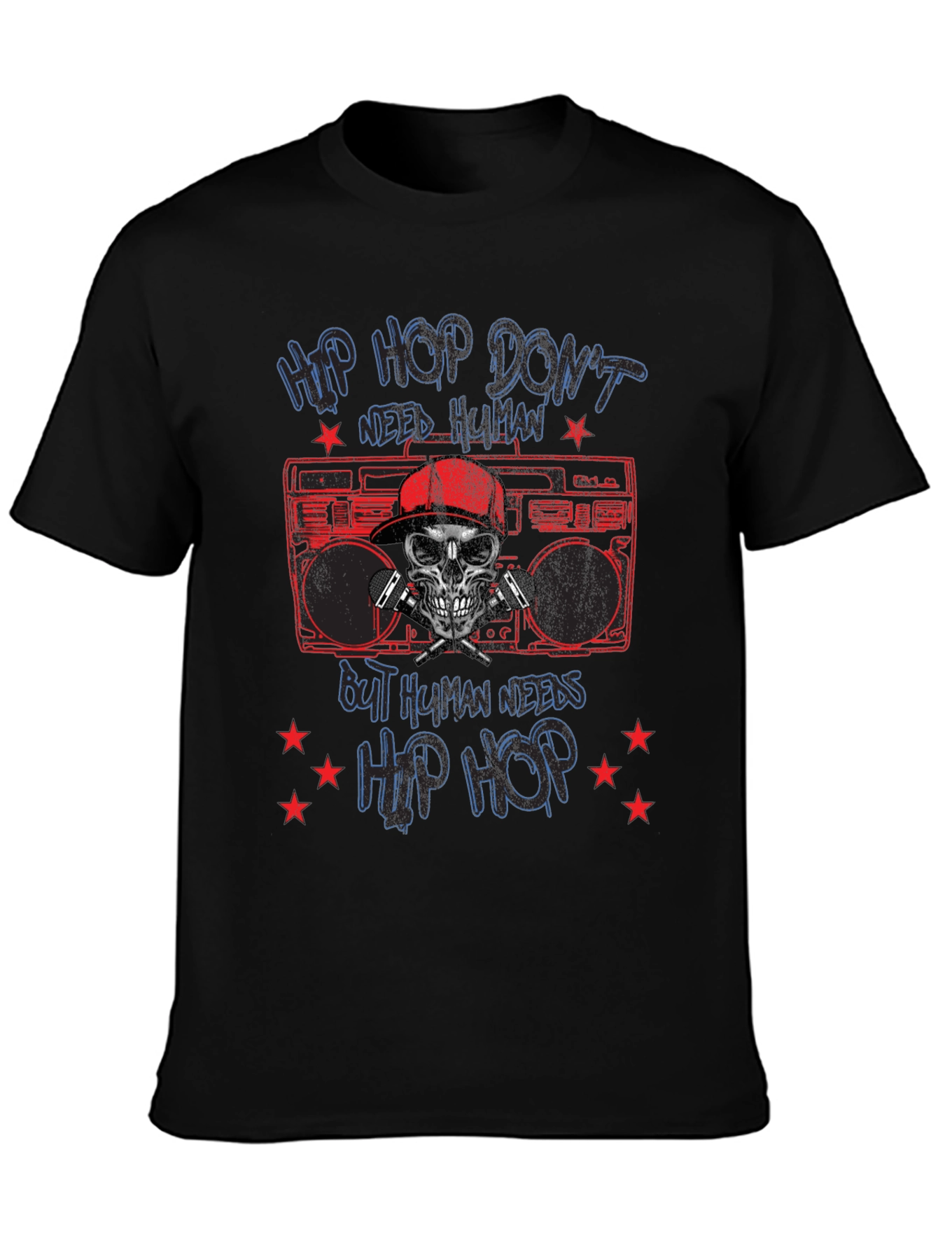Hip Hop Skull Graphic Tee - Black