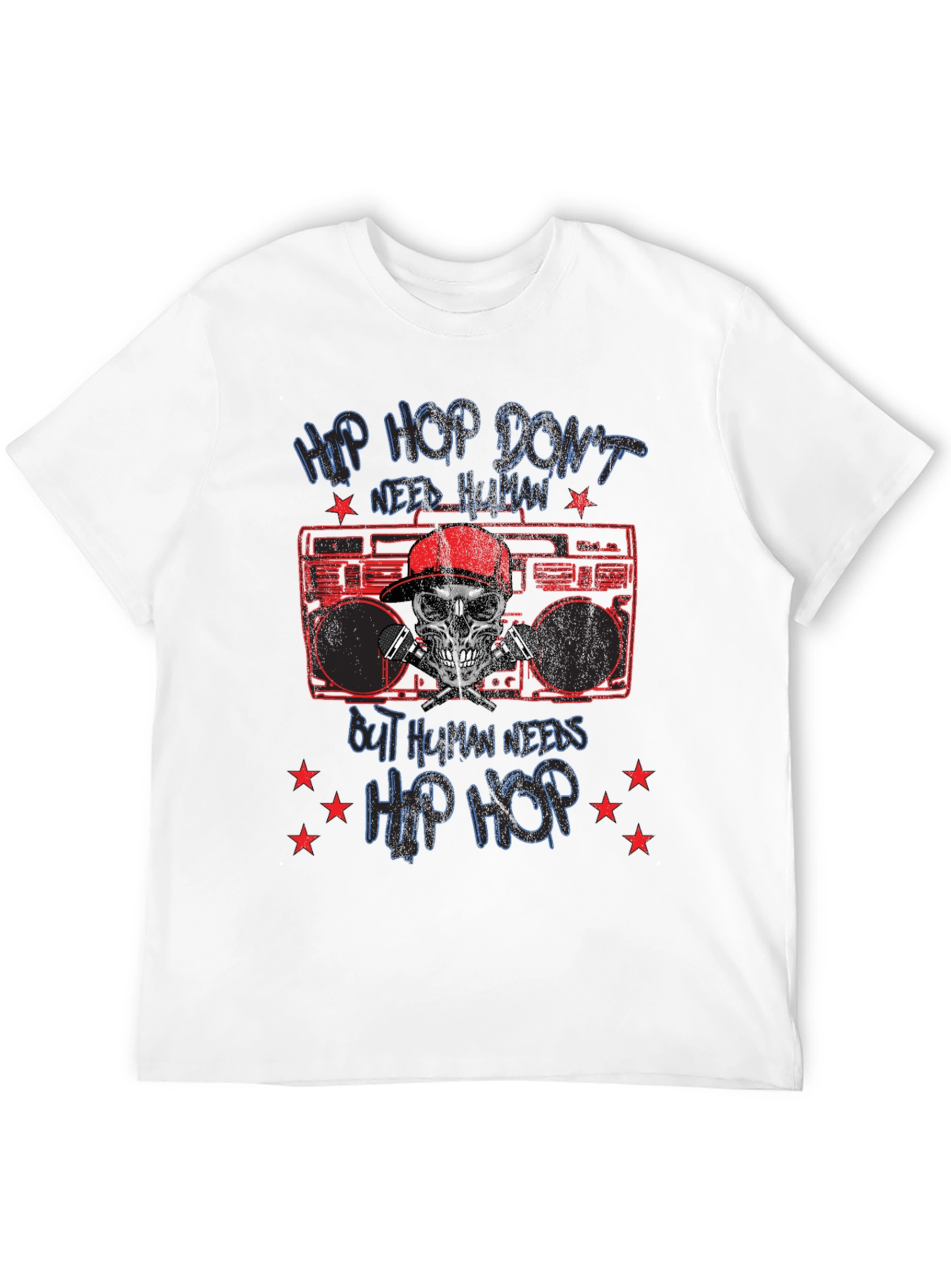 Hip Hop Skull Graphic Tee - Black