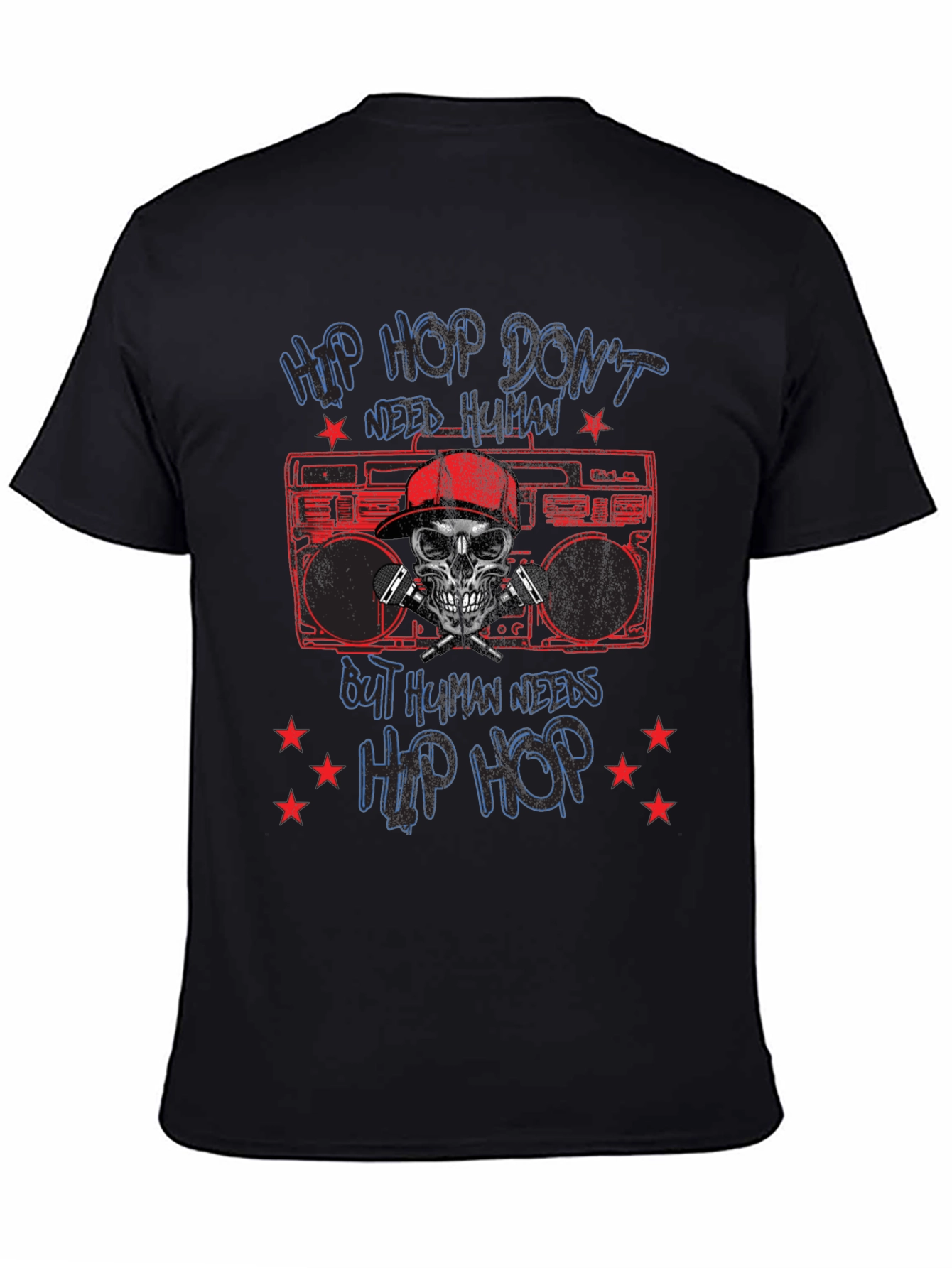Hip Hop Skull Graphic Tee - Black