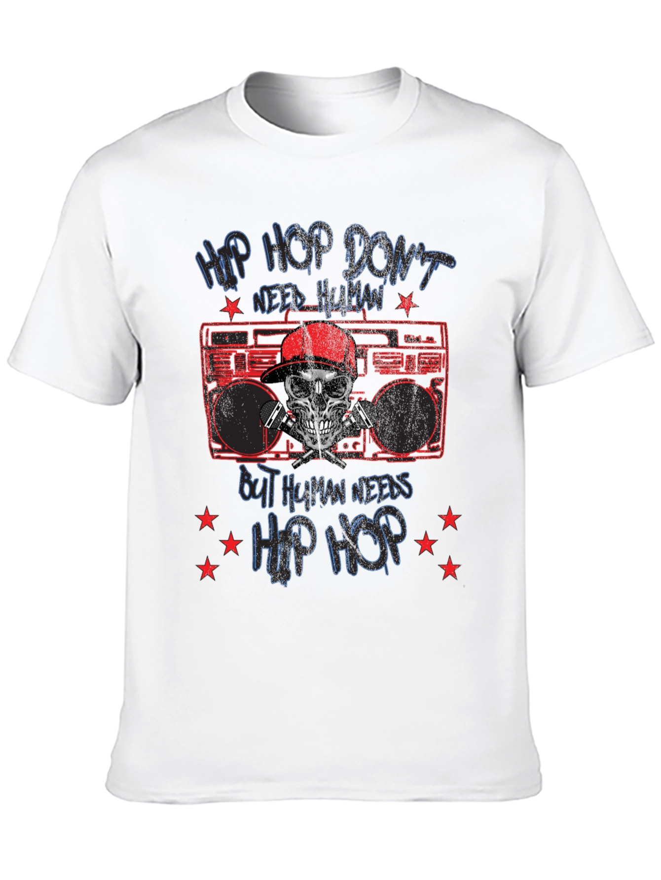 Hip Hop Skull Graphic Tee - Black