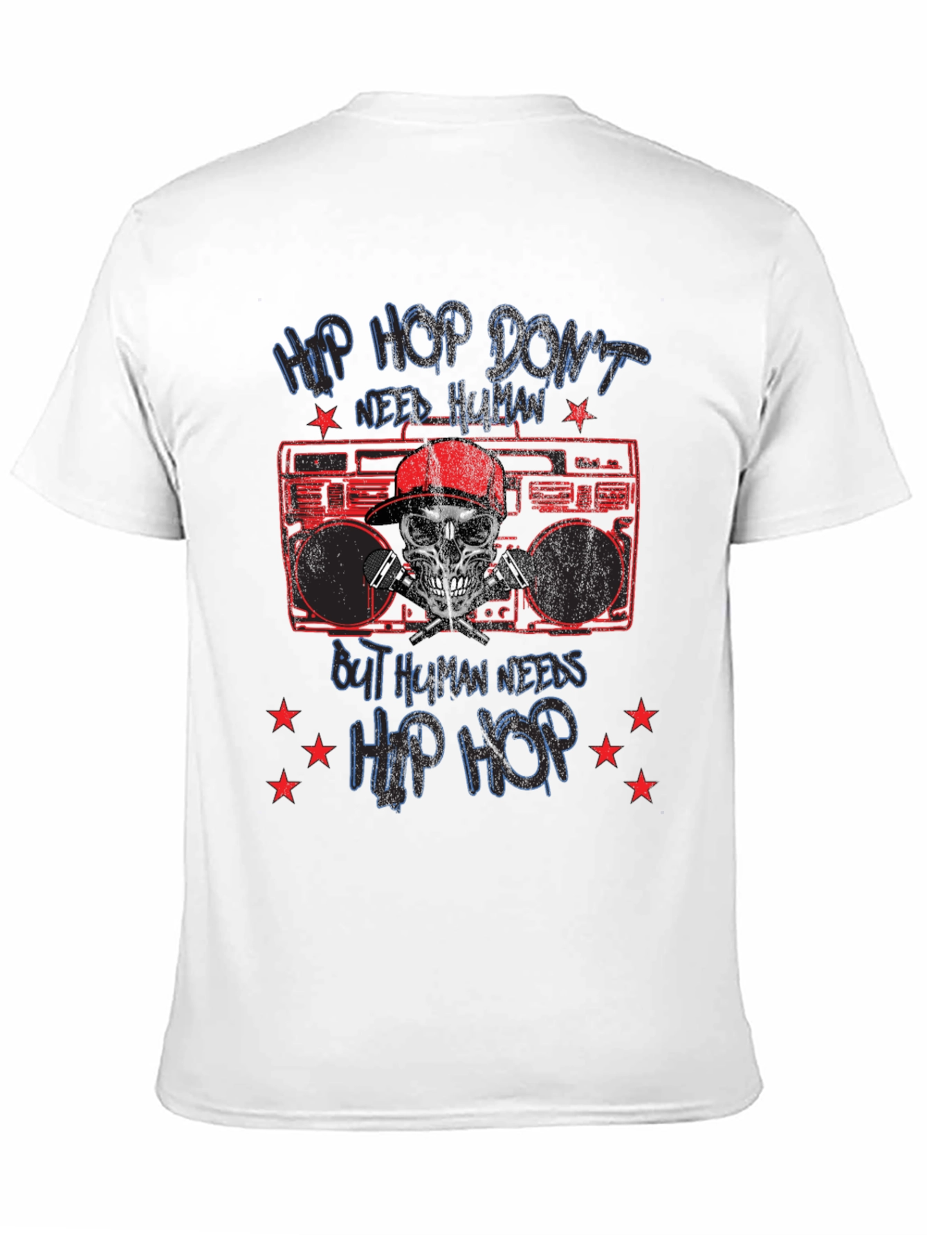 Hip Hop Skull Graphic Tee - Black