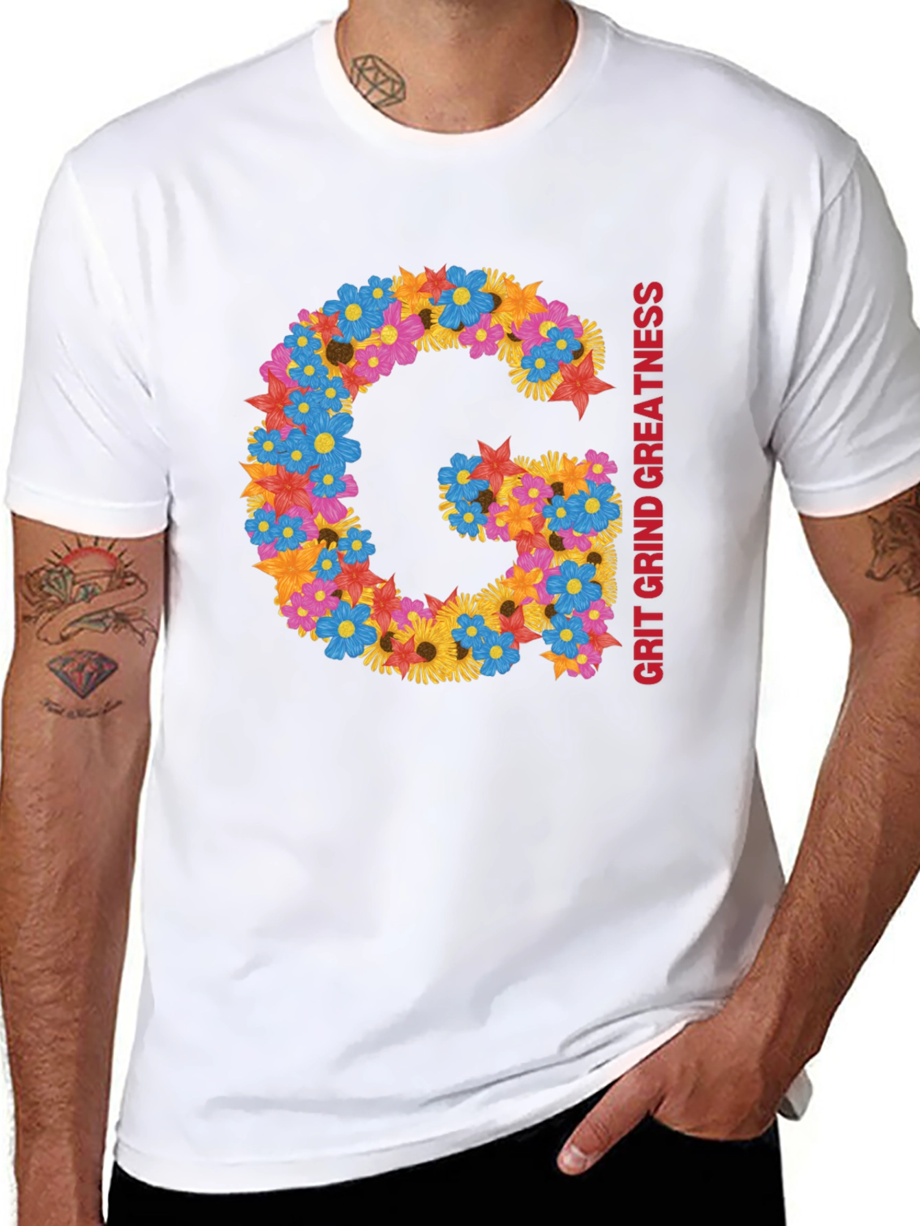 Floral G Grit Grind Greatness Tee
