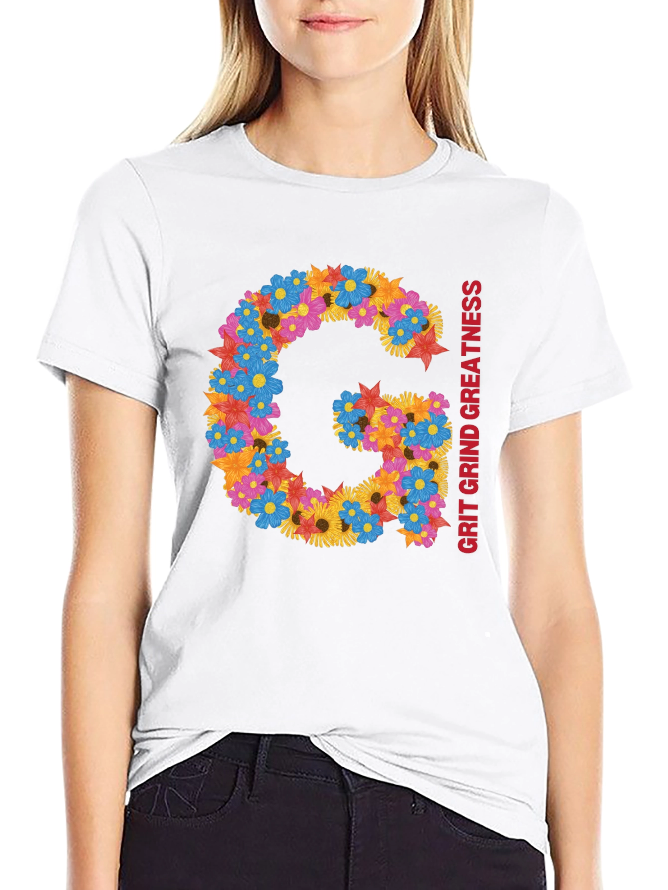 Floral G Grit Grind Greatness Tee