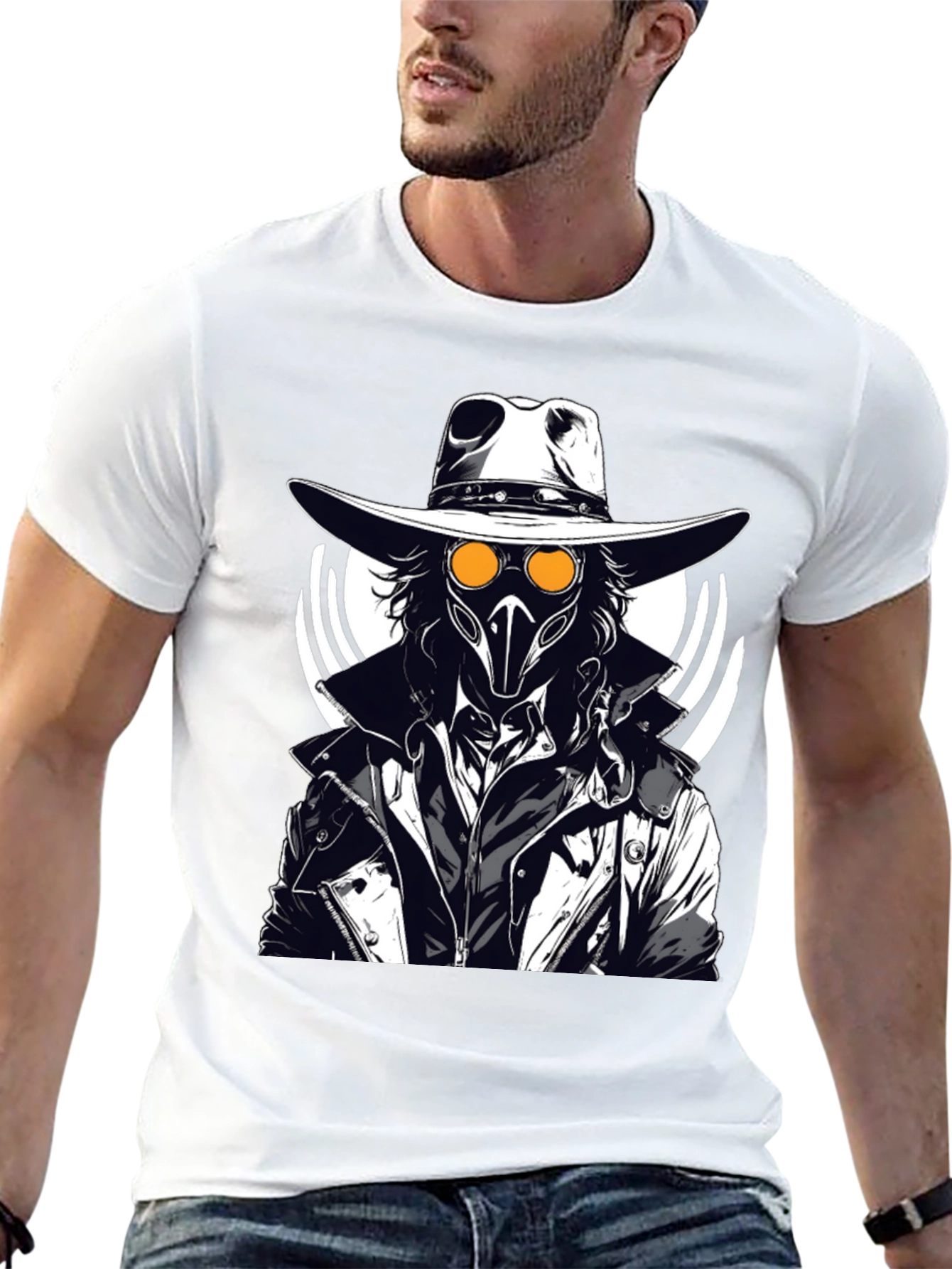 Steampunk Plague Doctor Graphic T-Shirt - Black