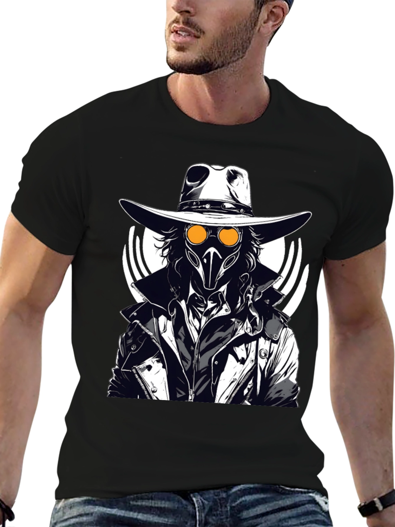 Steampunk Plague Doctor Graphic T-Shirt - Black