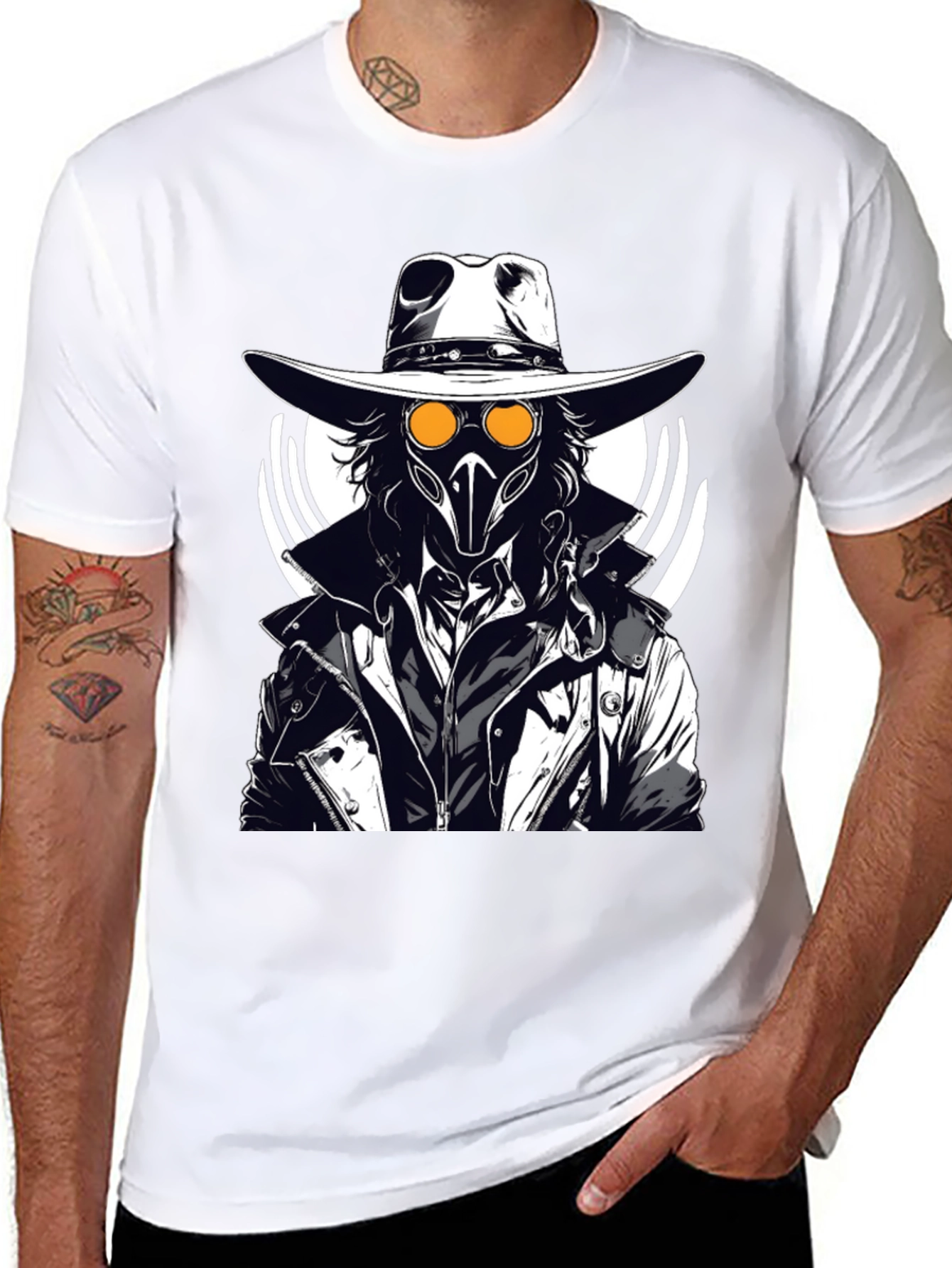 Steampunk Plague Doctor Graphic T-Shirt - Black