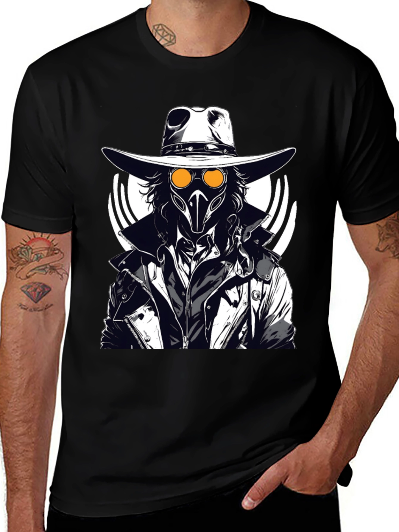 Steampunk Plague Doctor Graphic T-Shirt - Black