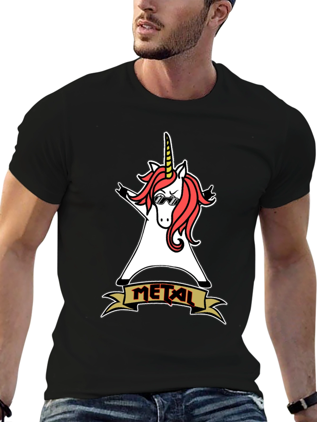Metal Unicorn T-Shirt: Rock On!