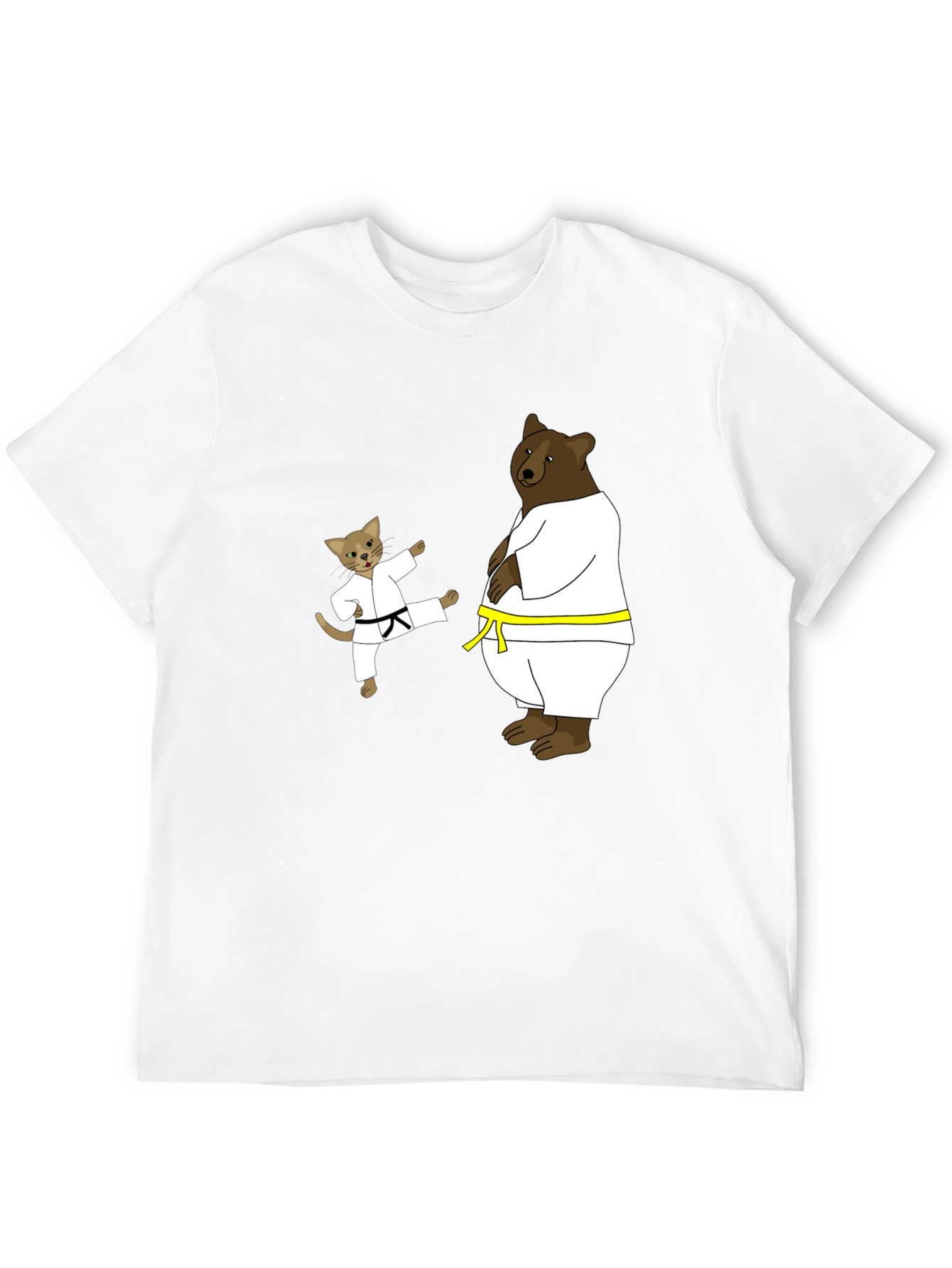 Karate Cat & Bear Black T-Shirt
