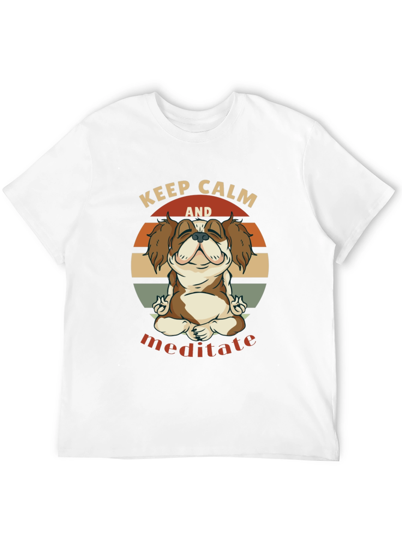 Keep Calm Meditate Dog Graphic T-Shirt