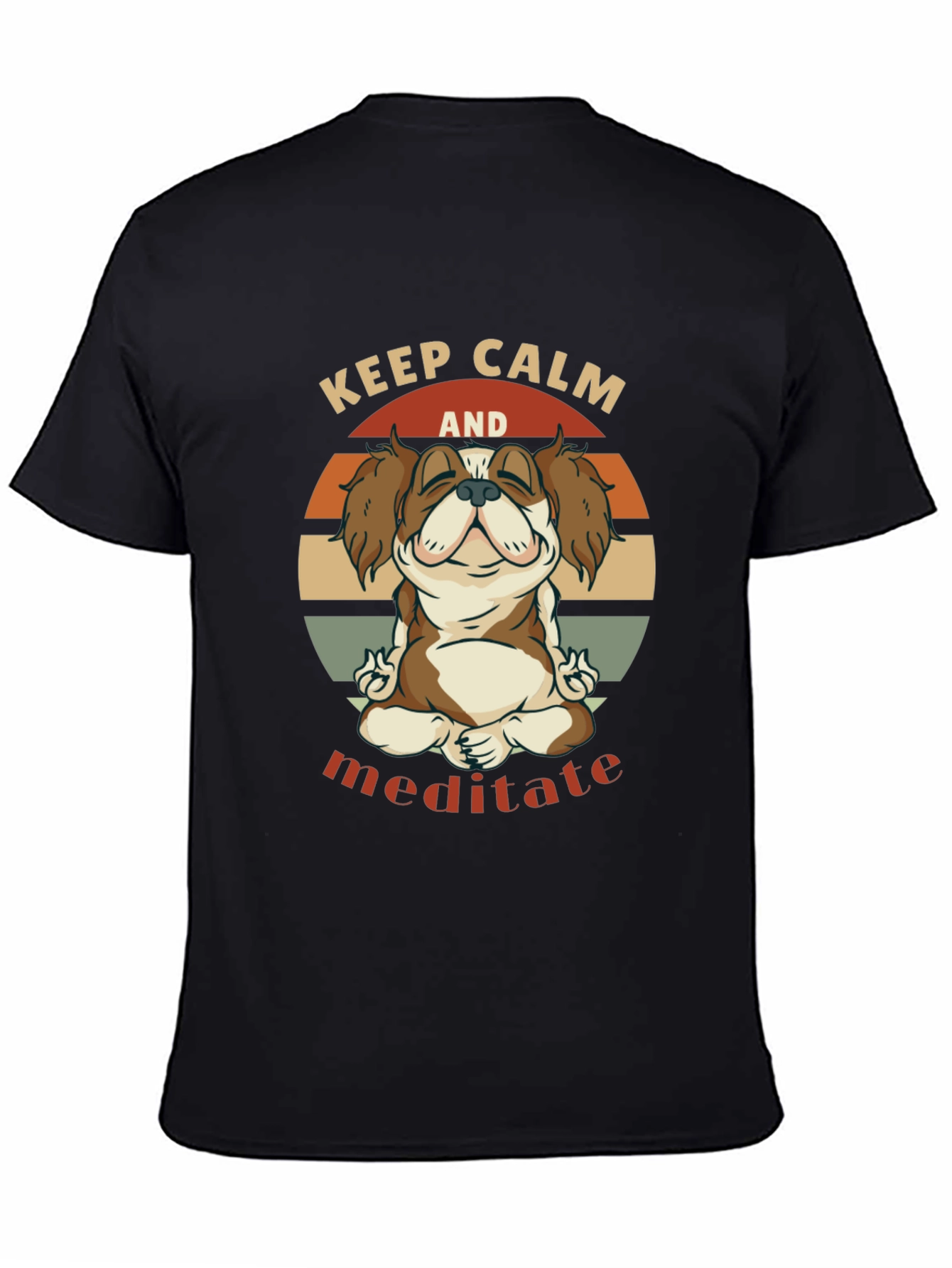 Keep Calm Meditate Dog Graphic T-Shirt