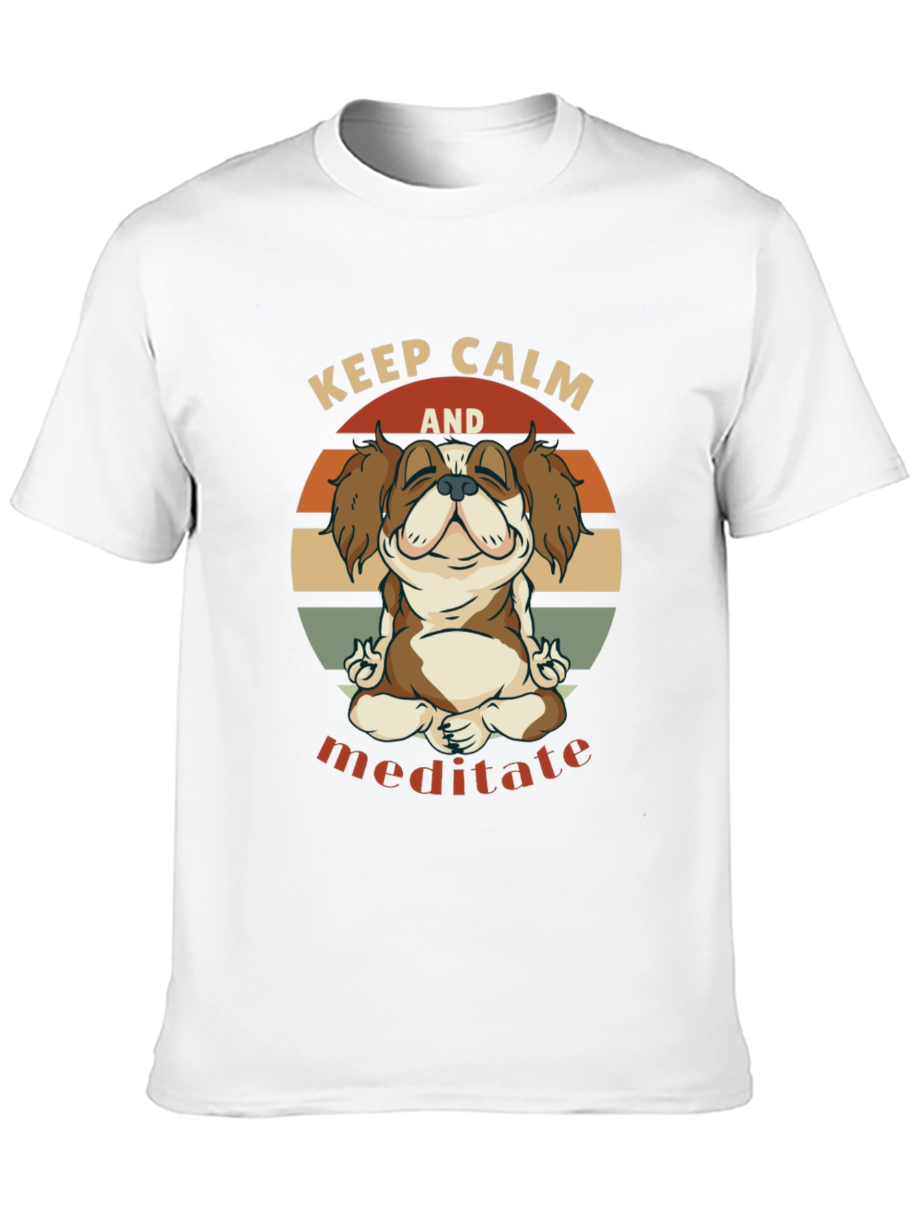 Keep Calm Meditate Dog Graphic T-Shirt