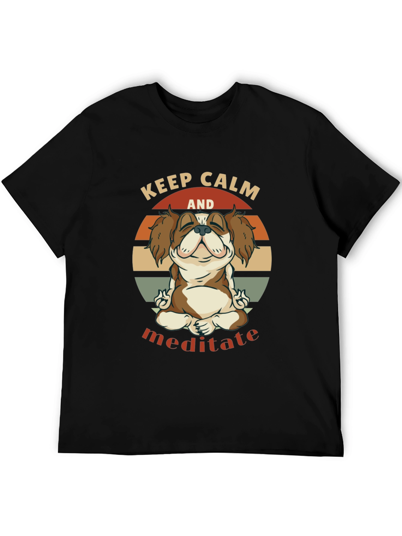 Keep Calm Meditate Dog Graphic T-Shirt