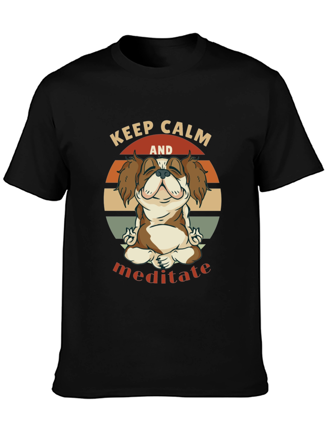 Keep Calm Meditate Dog Graphic T-Shirt