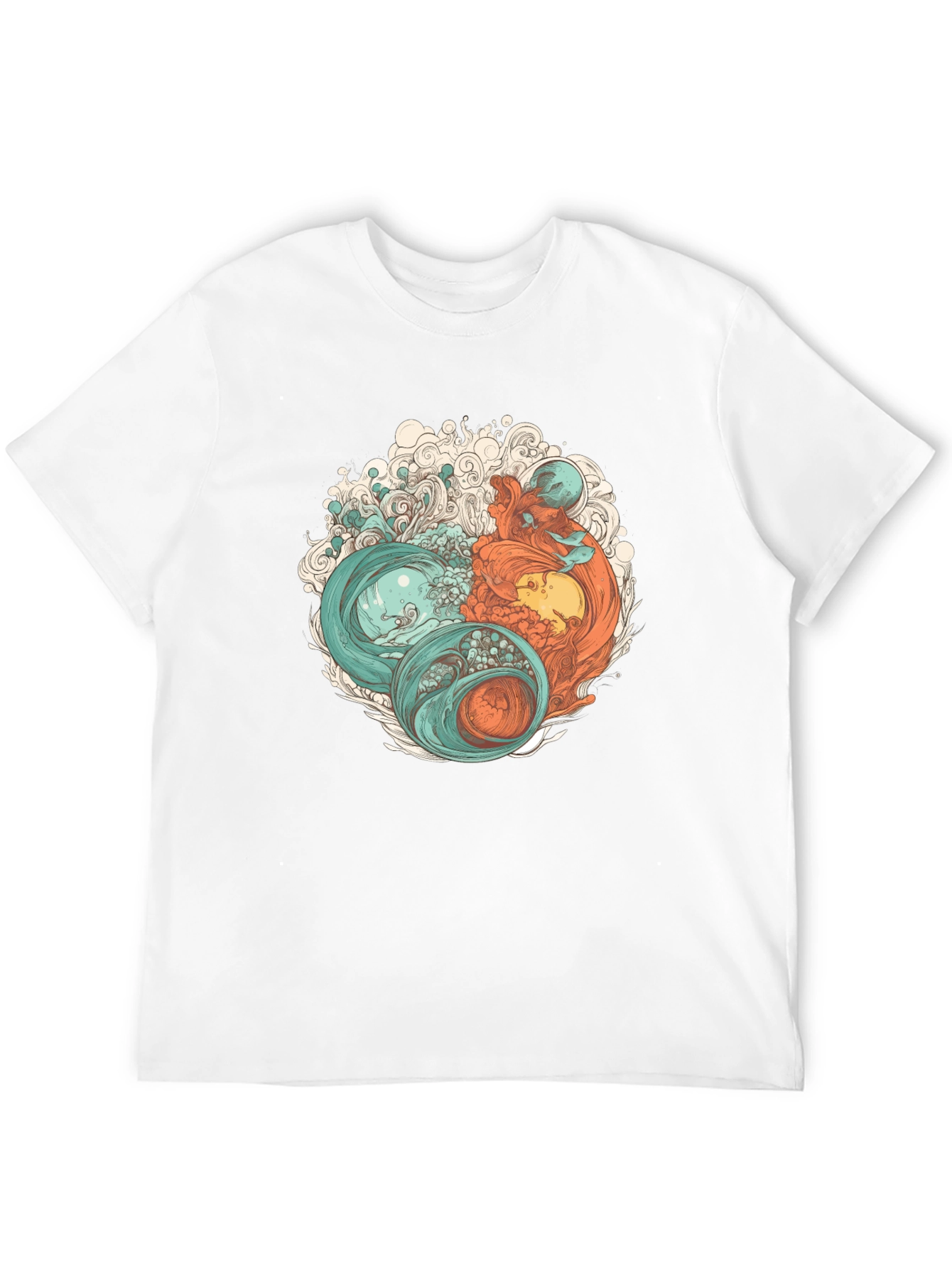 Yin Yang Sea Graphic Tee - Soft Cotton Blend
