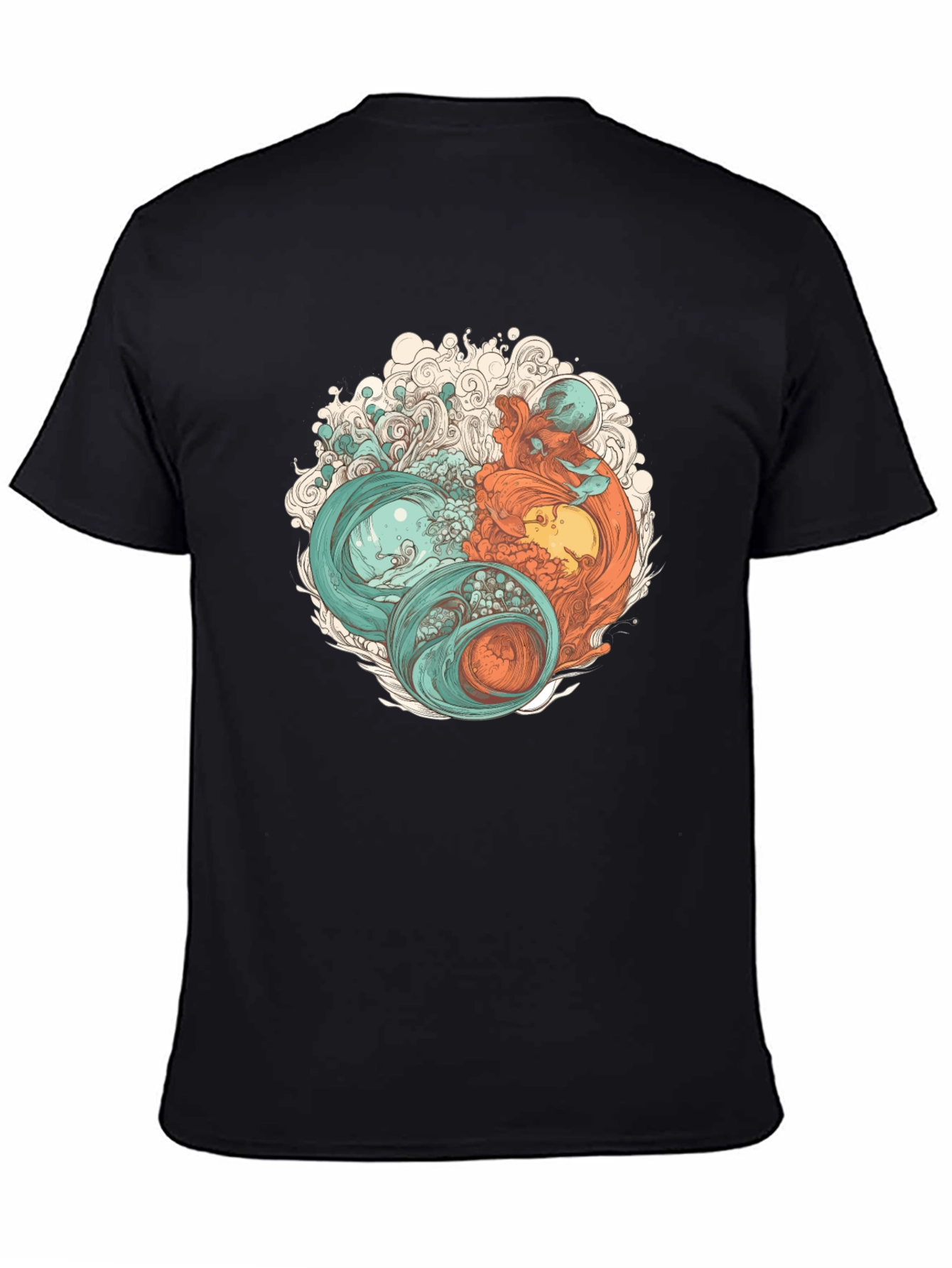 Yin Yang Sea Graphic Tee - Soft Cotton Blend