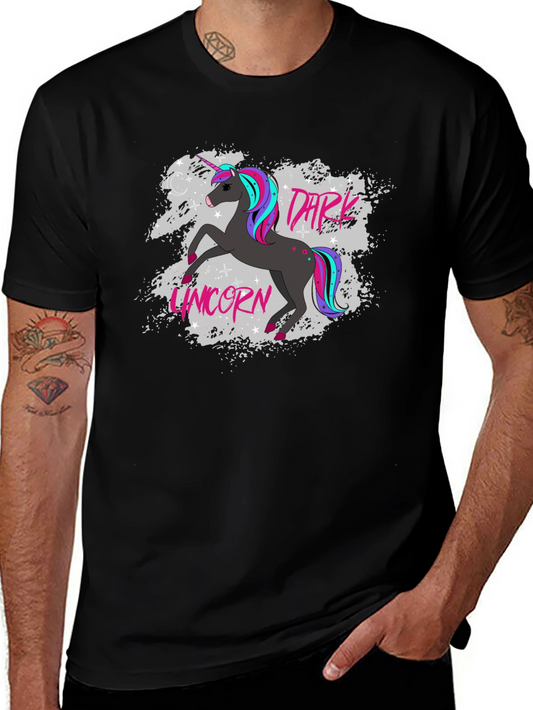 Dark Unicorn Graphic Tee - Black Cotton T-Shirt
