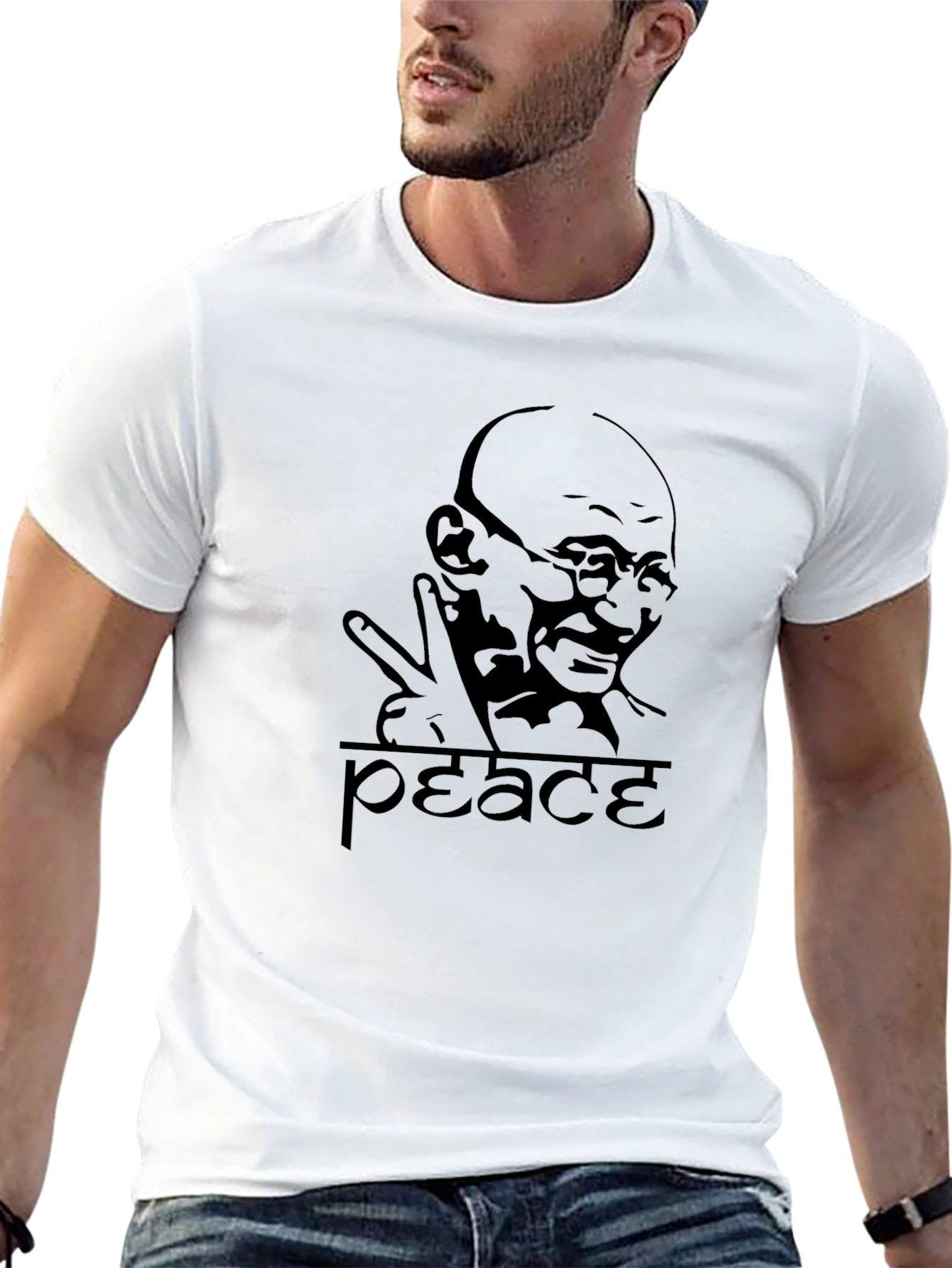 Peace Gandhi Graphic T-Shirt - Black