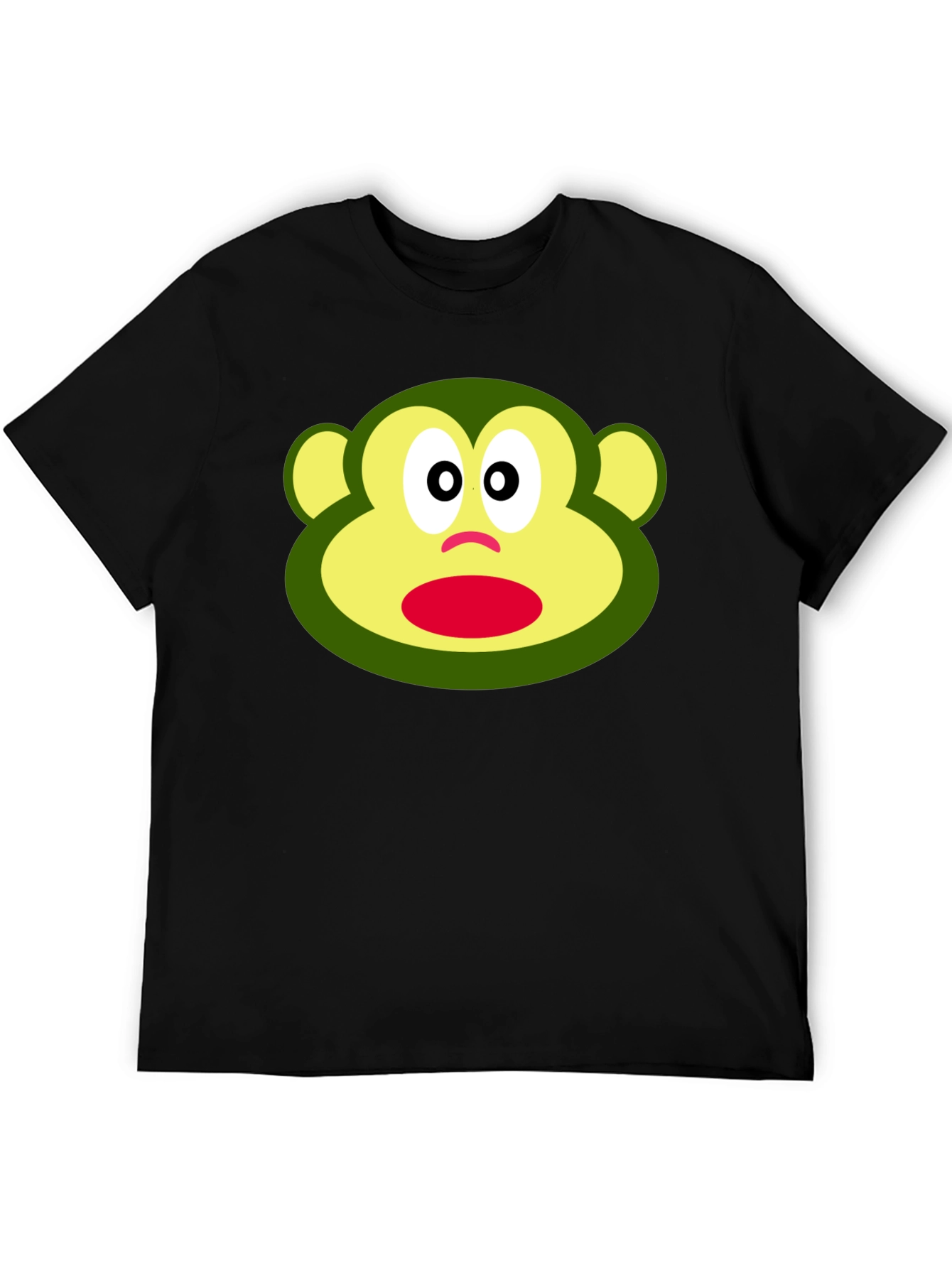 Funny Monkey Face Graphic Black T-Shirt
