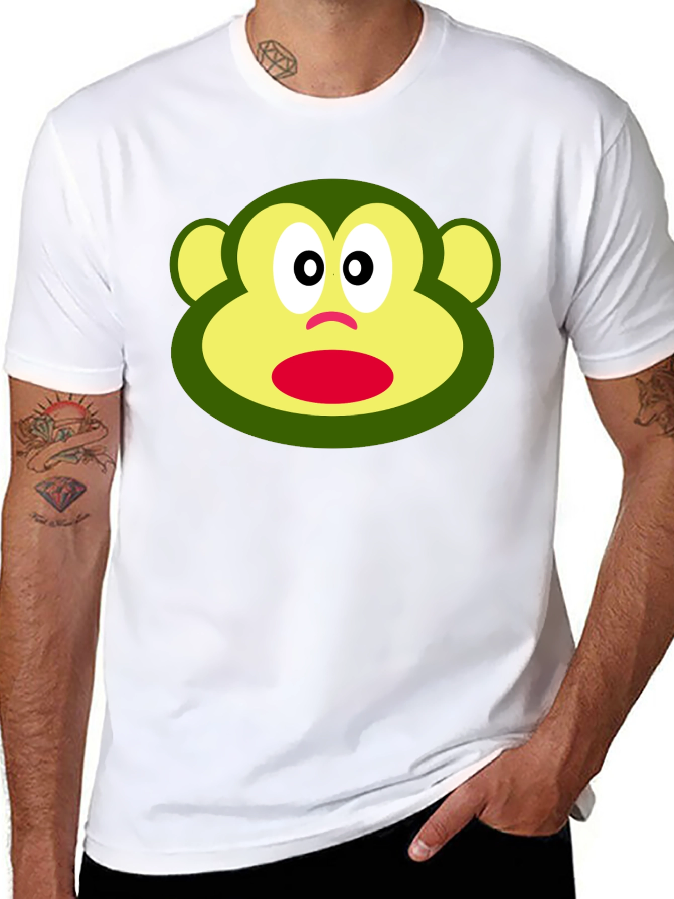 Funny Monkey Face Graphic Black T-Shirt