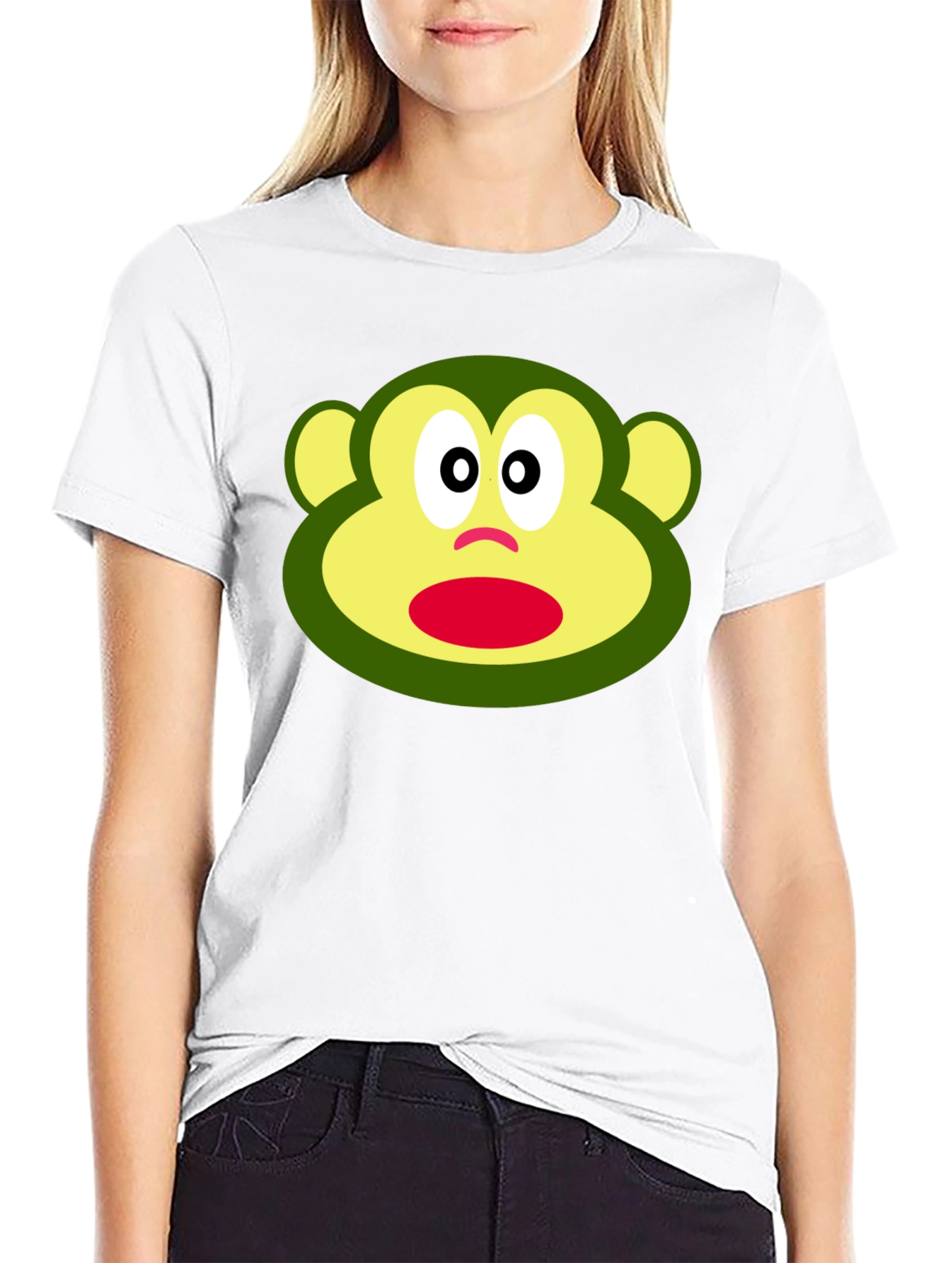 Funny Monkey Face Graphic Black T-Shirt