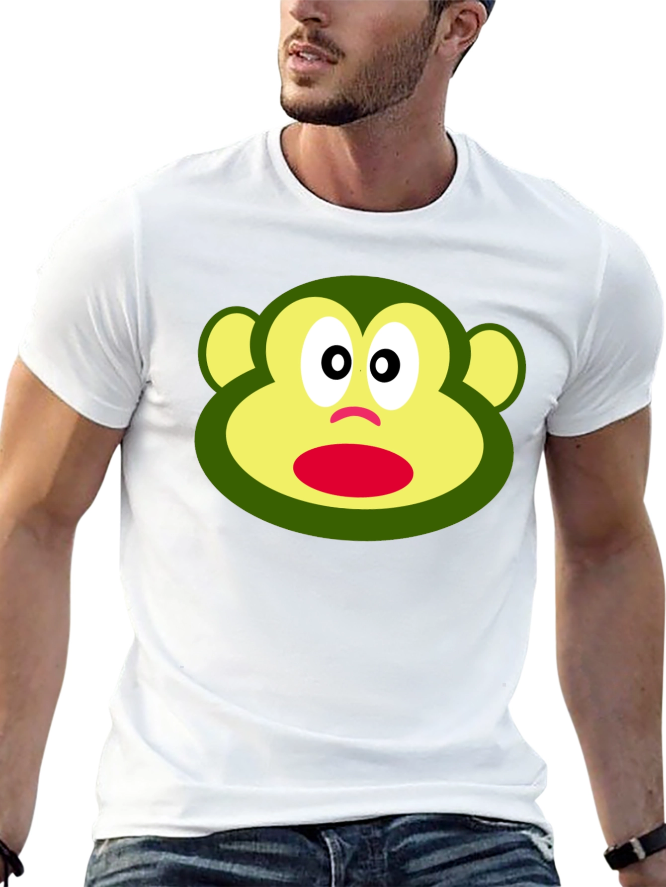 Funny Monkey Face Graphic Black T-Shirt