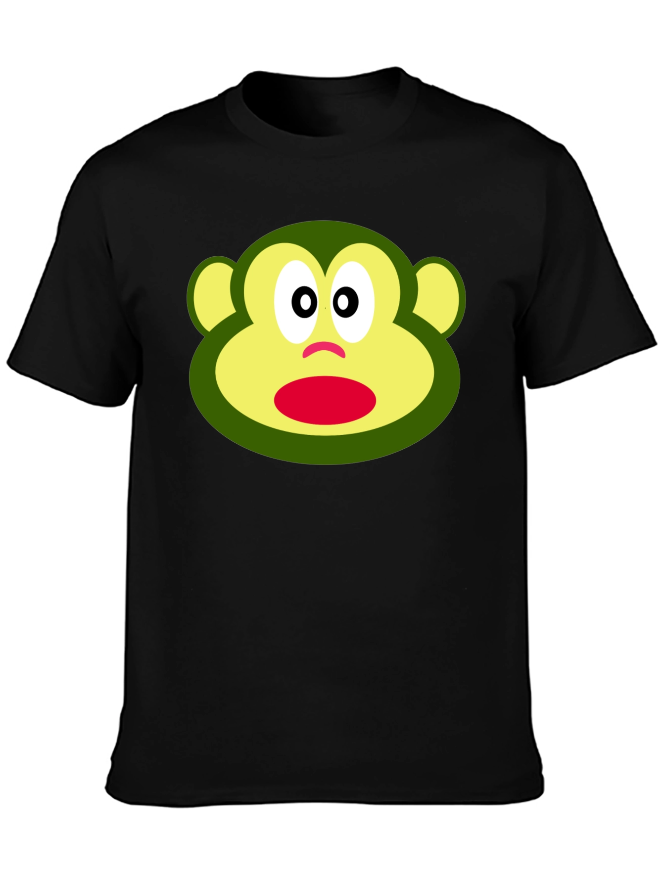 Funny Monkey Face Graphic Black T-Shirt