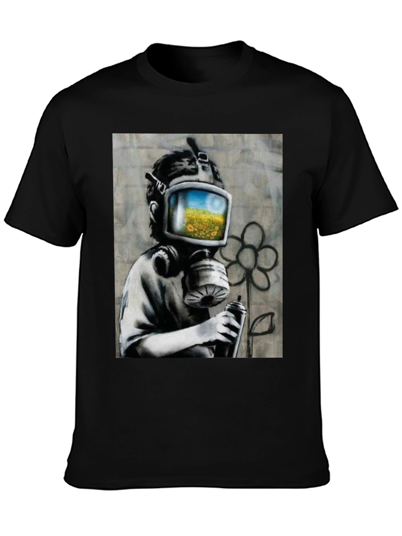 Banksy Inspired Gas Mask Graffiti Art T-Shirt