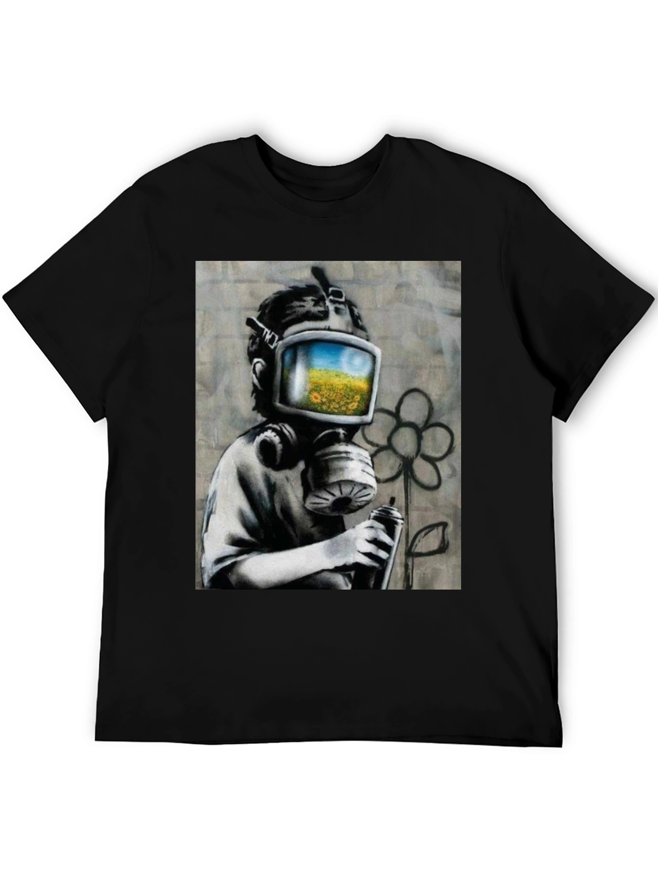Banksy Inspired Gas Mask Graffiti Art T-Shirt