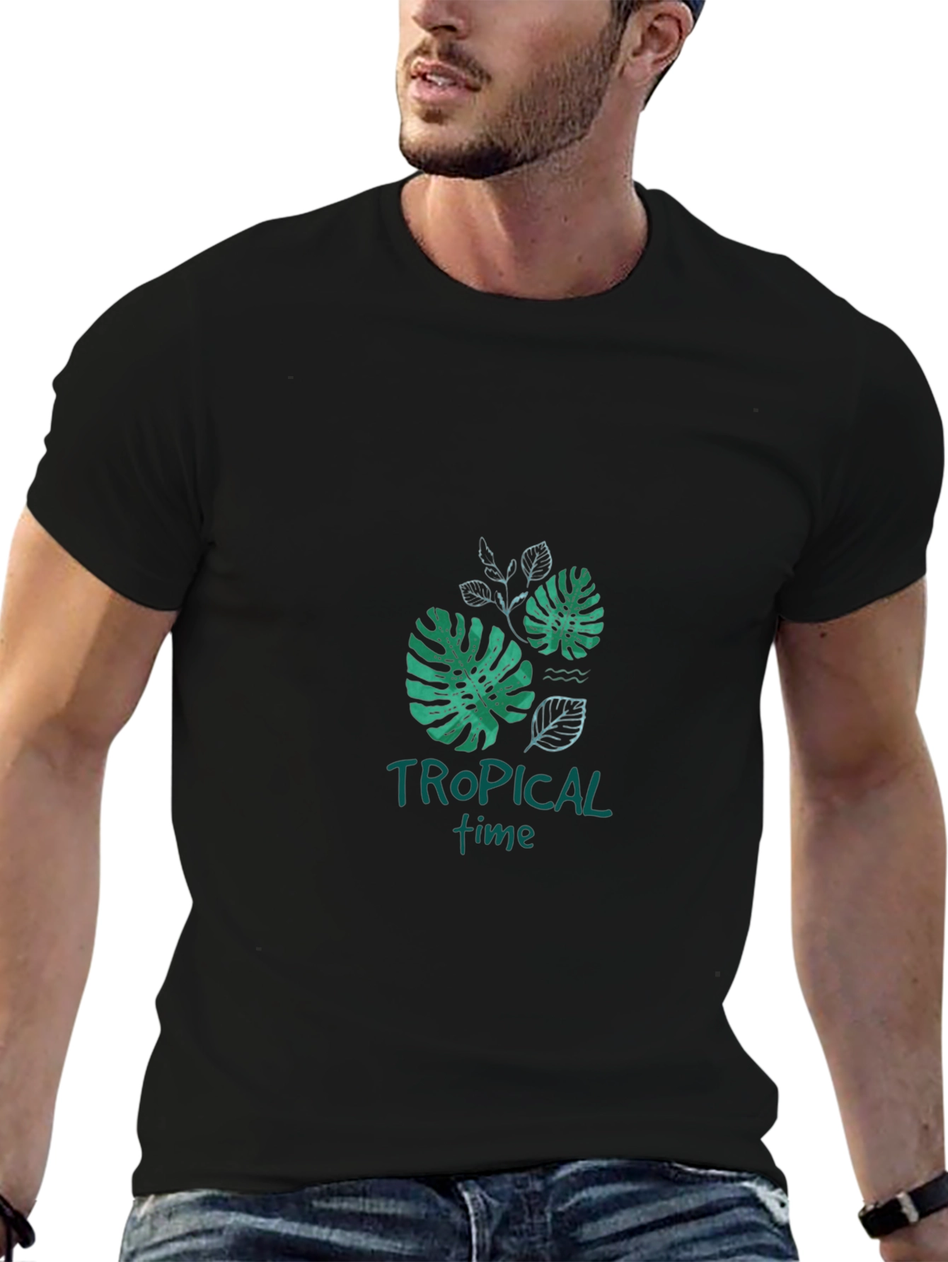 Tropical Time Black Graphic Tee