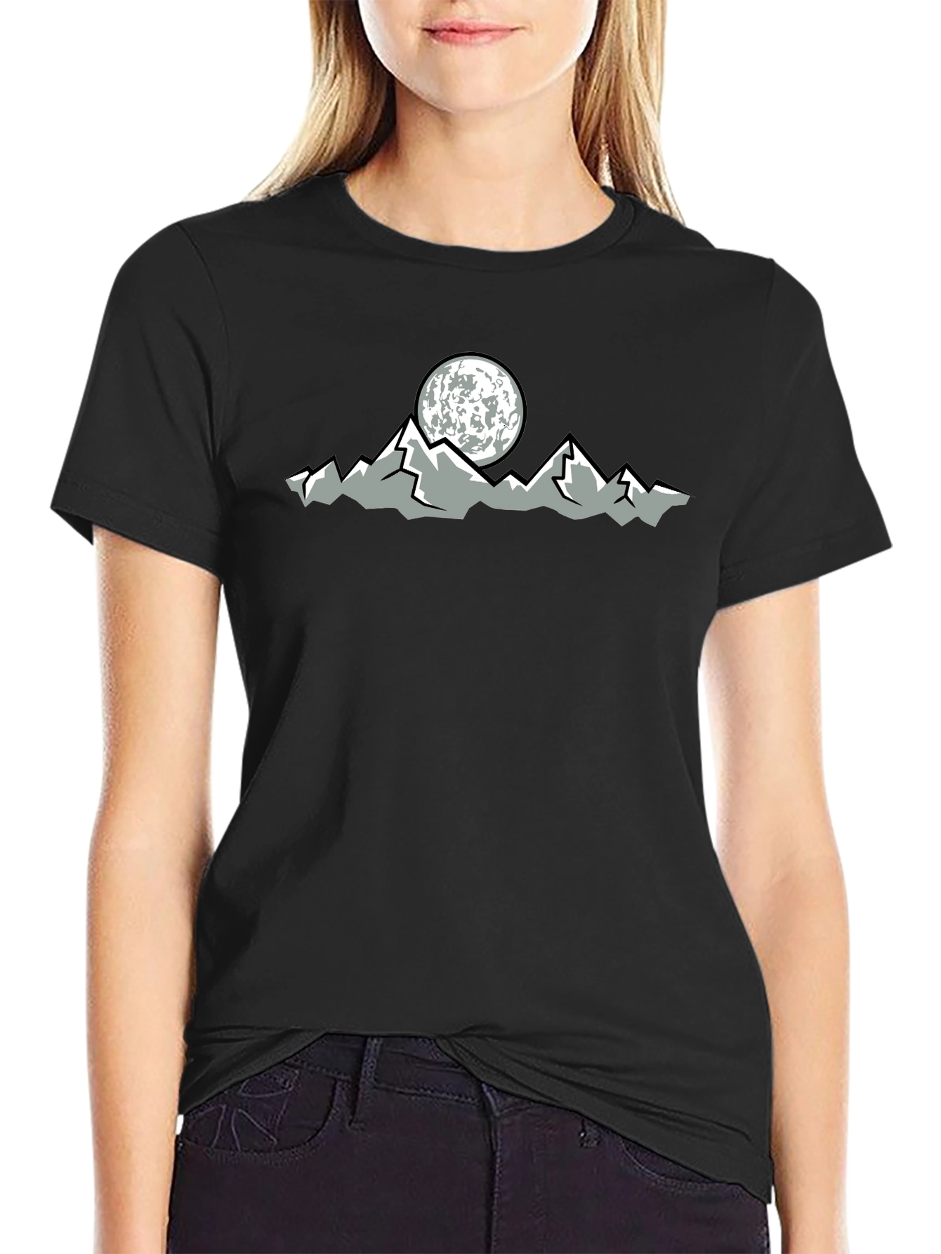 Mountain Moon Graphic Black T-Shirt