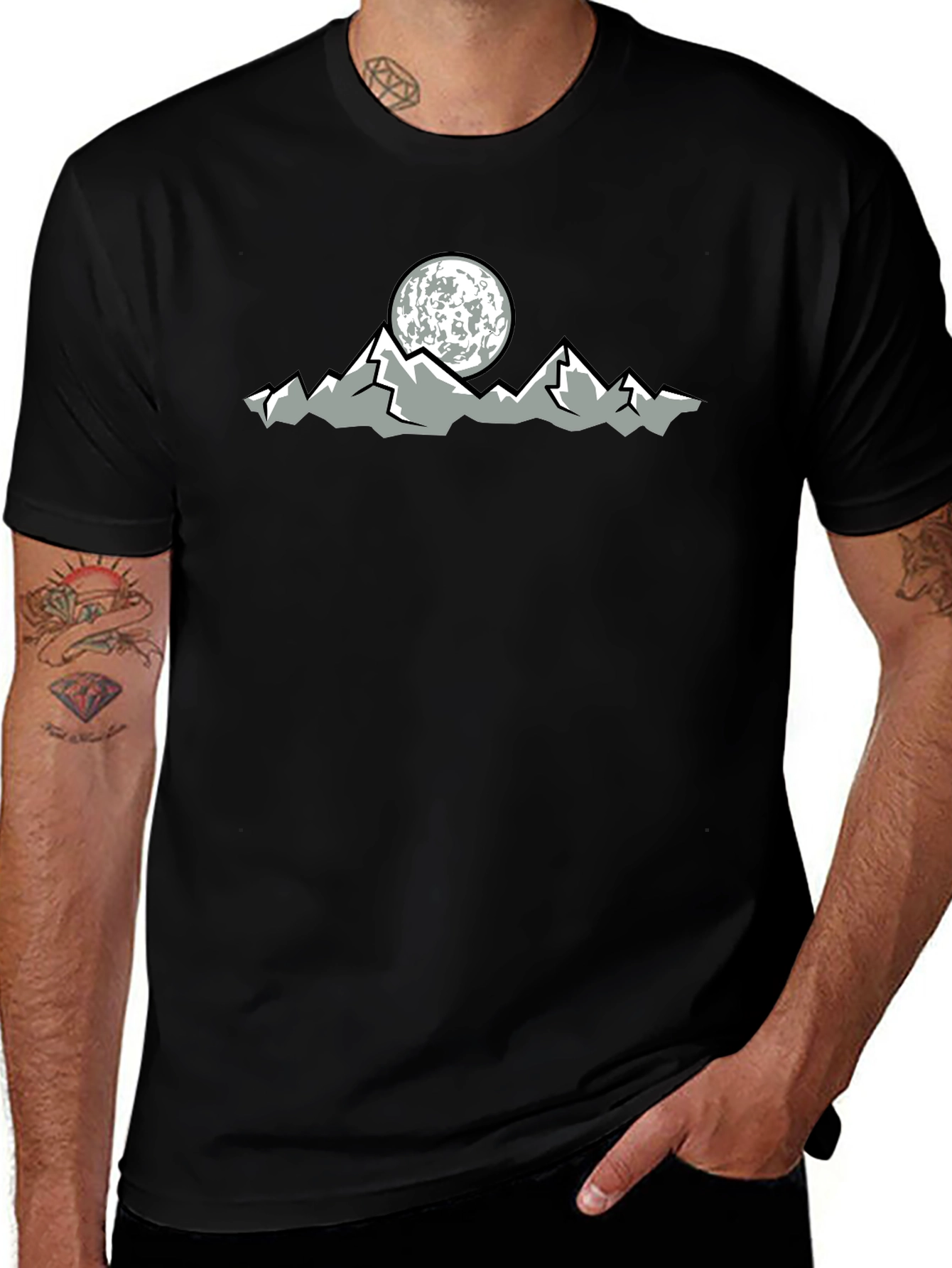 Mountain Moon Graphic Black T-Shirt