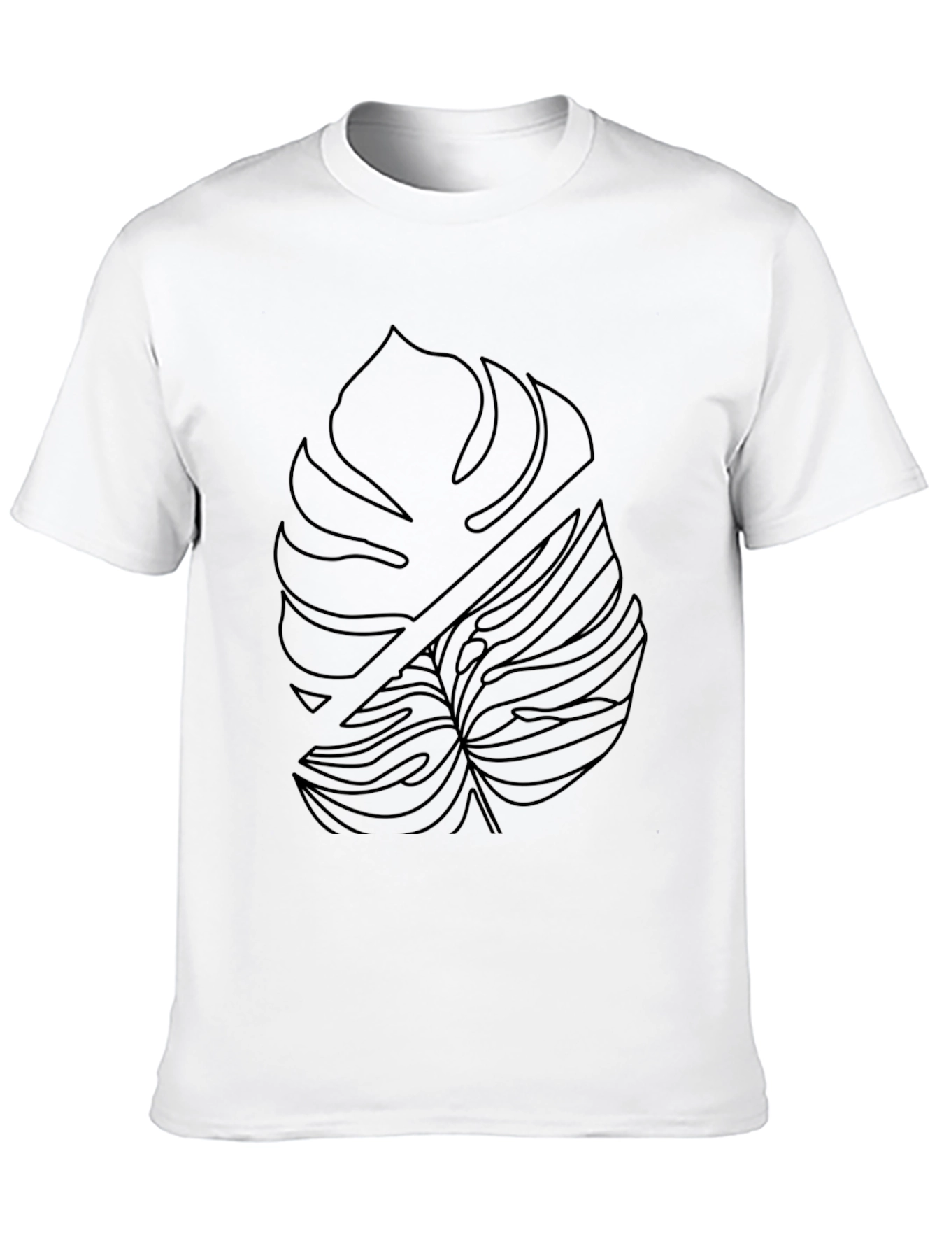 Modern Monstera Leaf Graphic Tee - Black