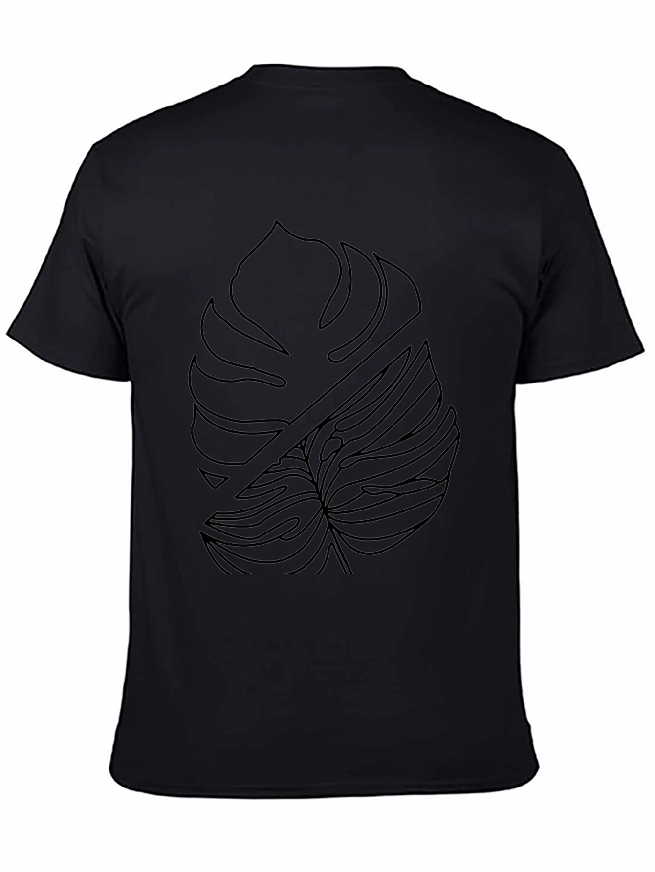 Modern Monstera Leaf Graphic Tee - Black