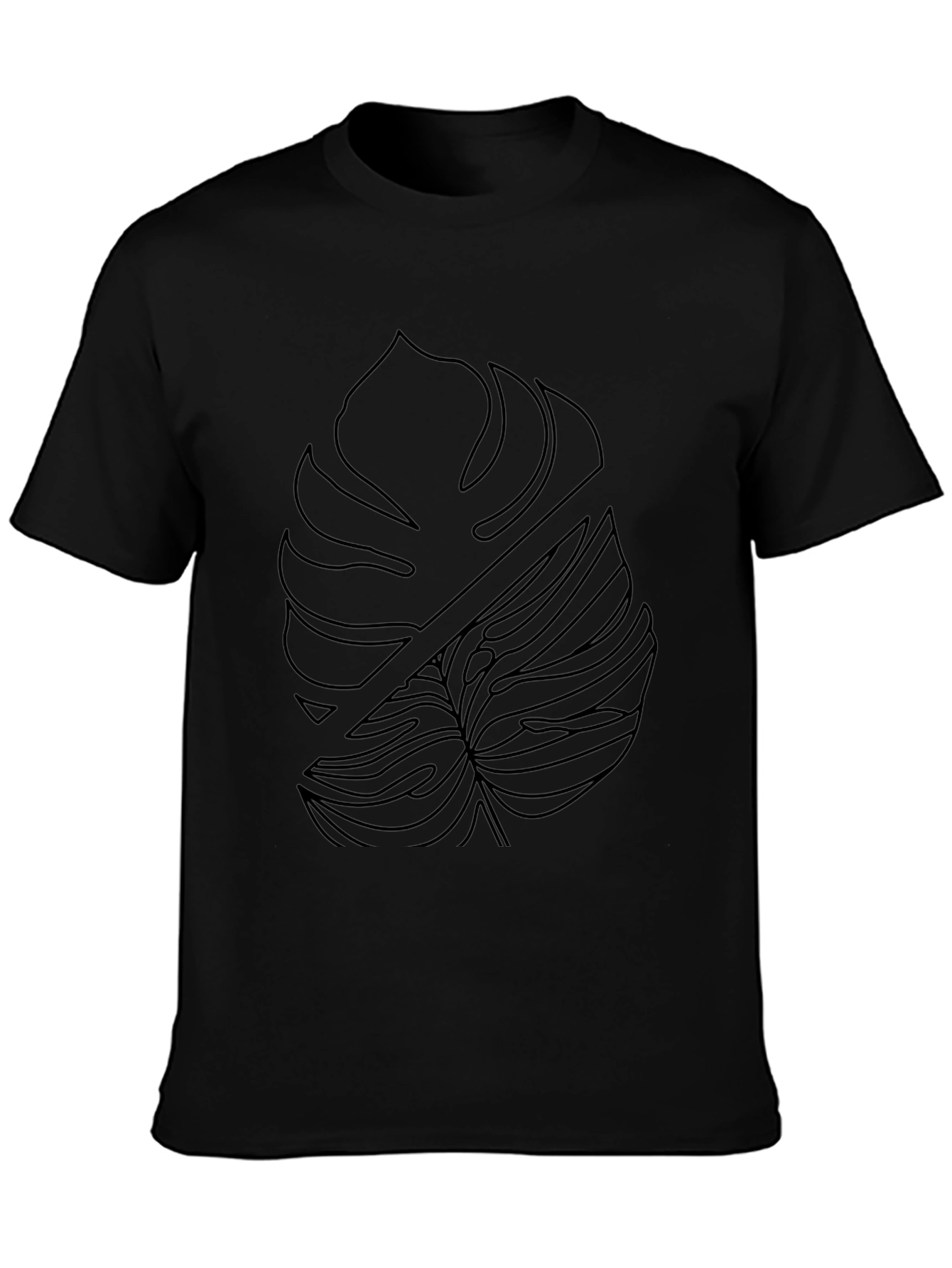 Modern Monstera Leaf Graphic Tee - Black