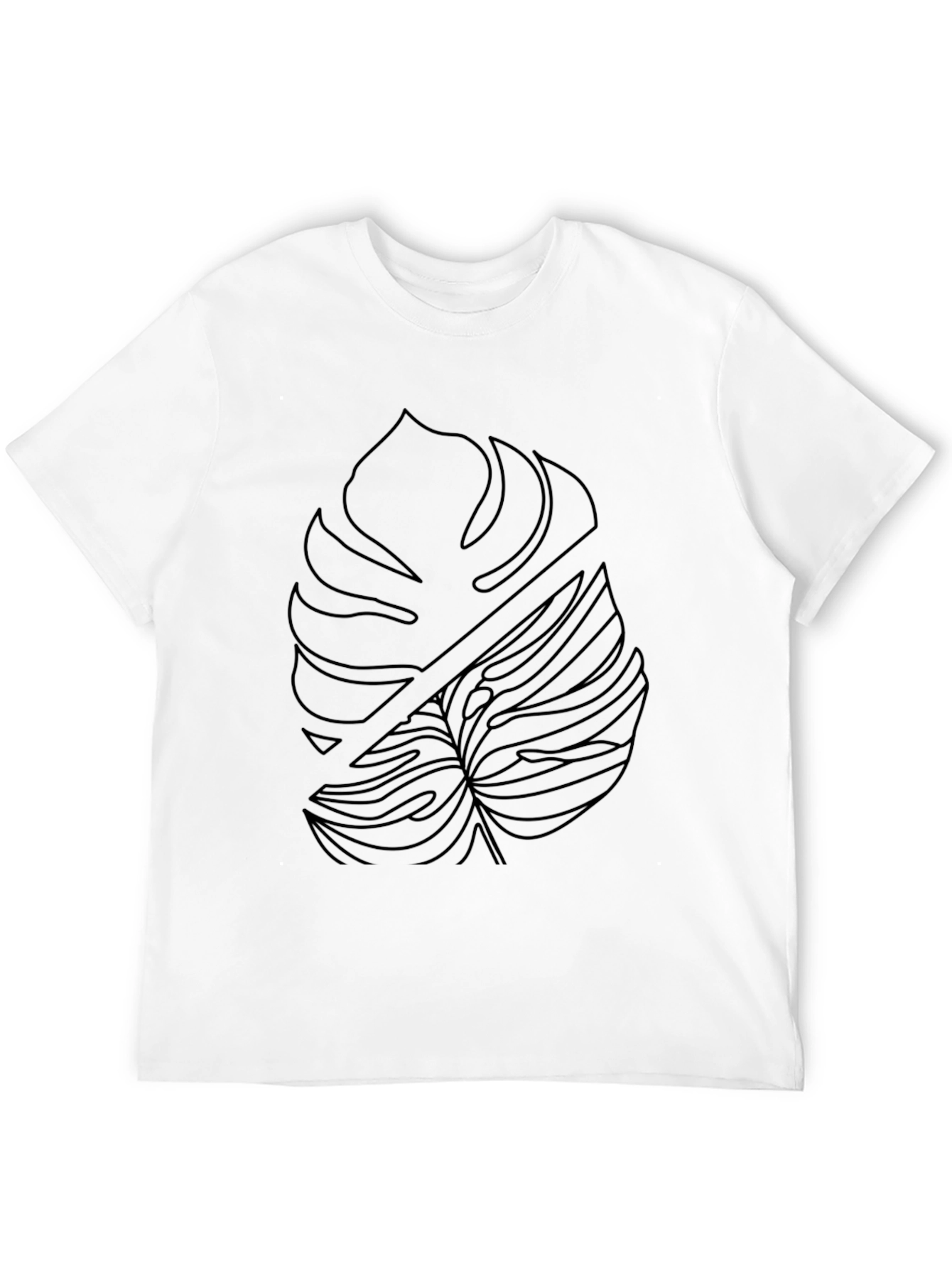 Modern Monstera Leaf Graphic Tee - Black