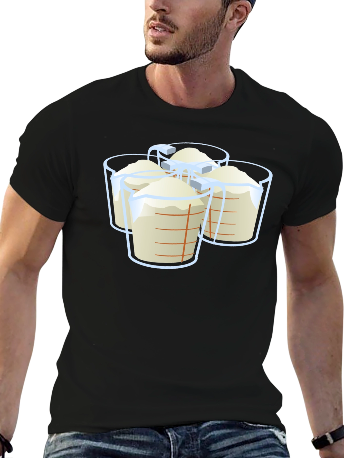 Measuring Cups Graphic T-Shirt - Black Casual Wear