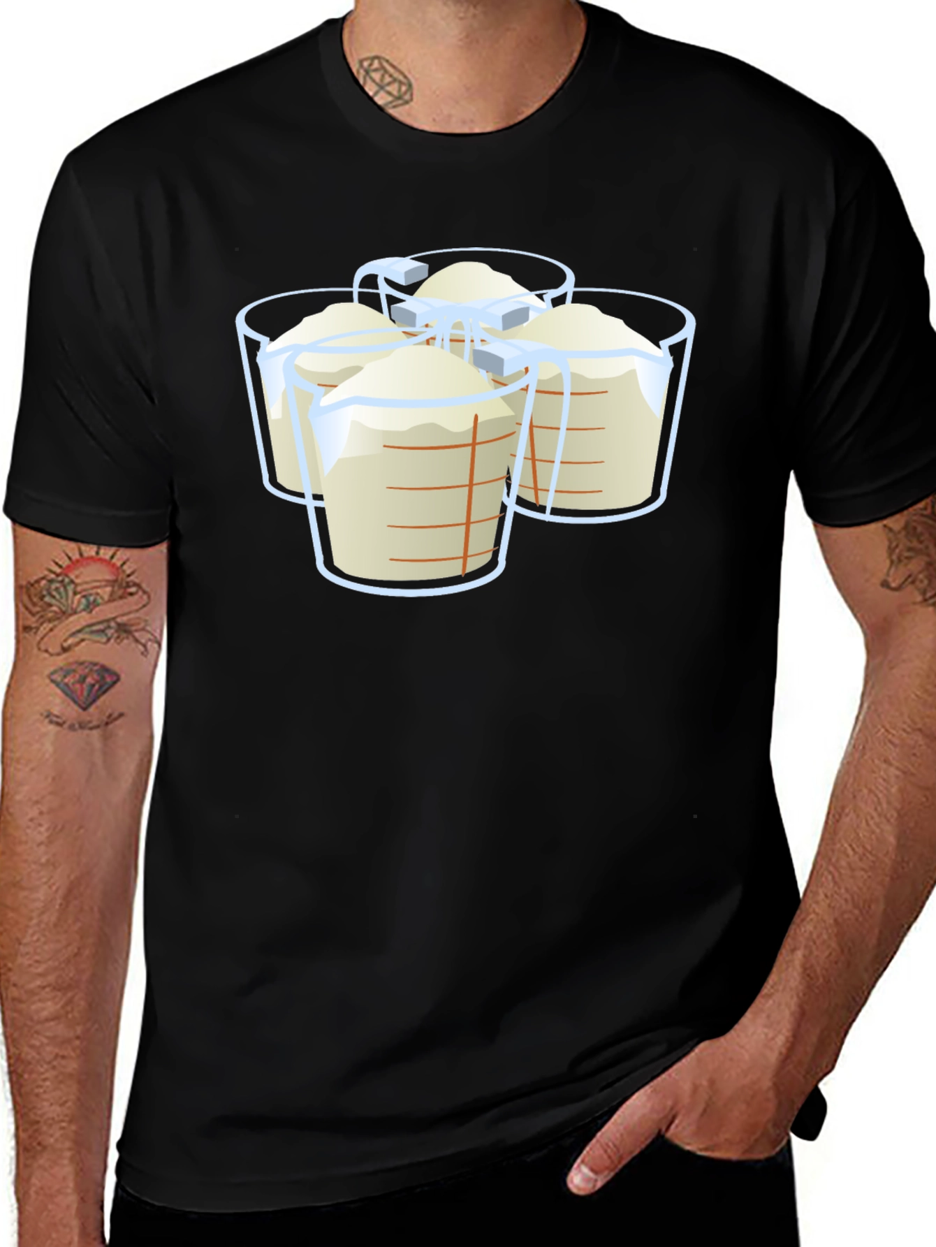 Measuring Cups Graphic T-Shirt - Black Casual Wear