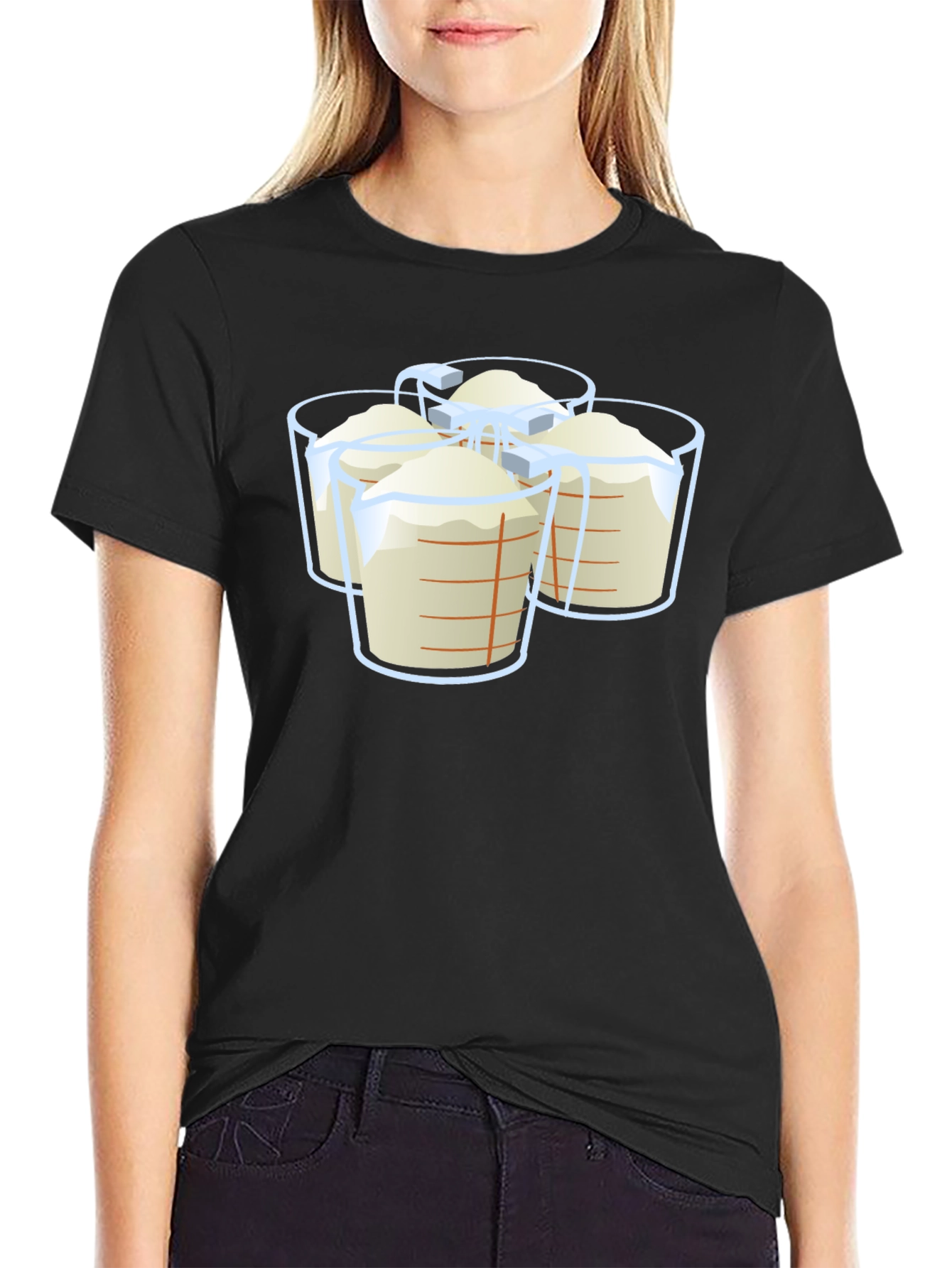Measuring Cups Graphic T-Shirt - Black Casual Wear