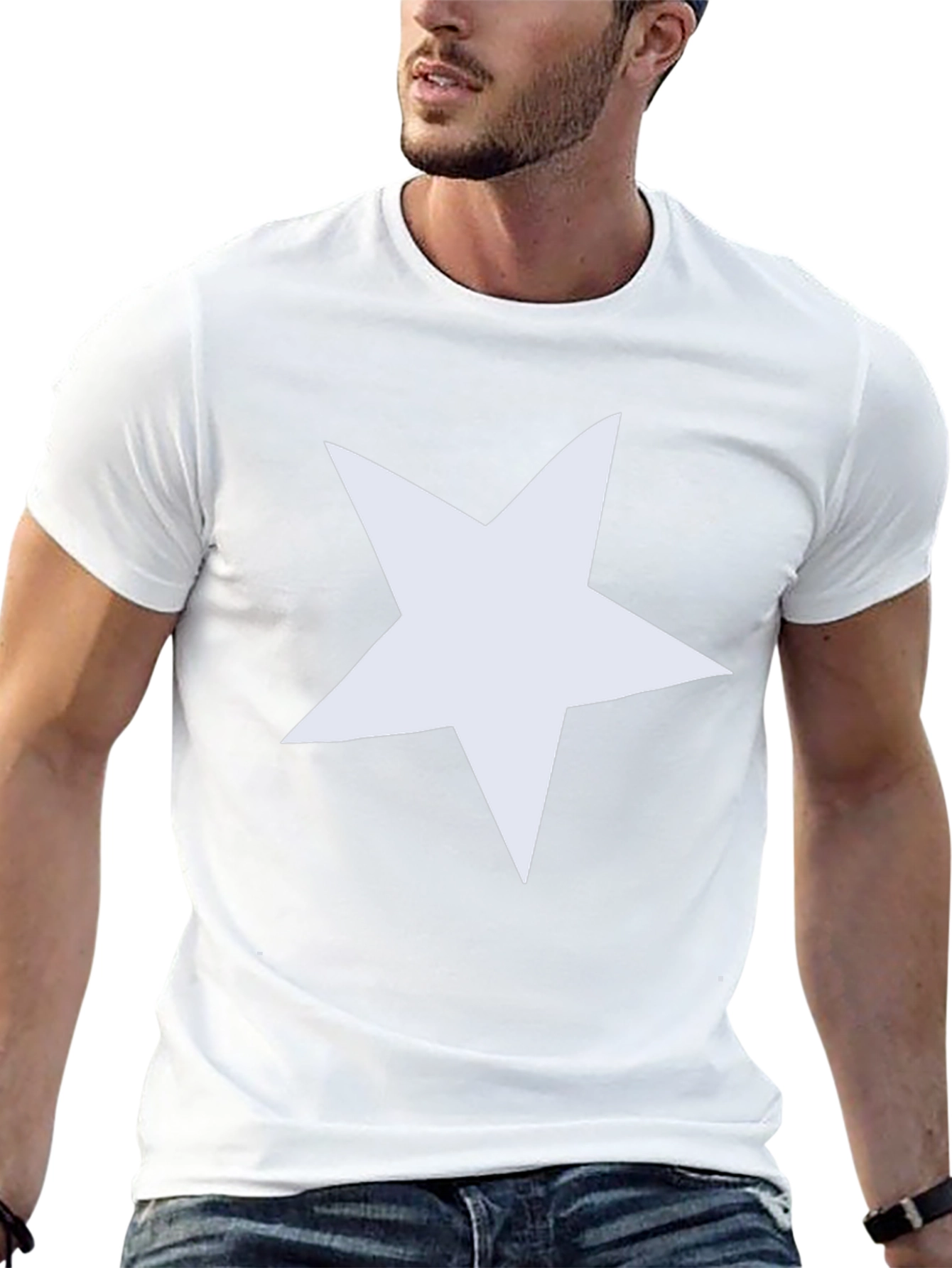 Bold Star Graphic Tee - Black Cotton Casual