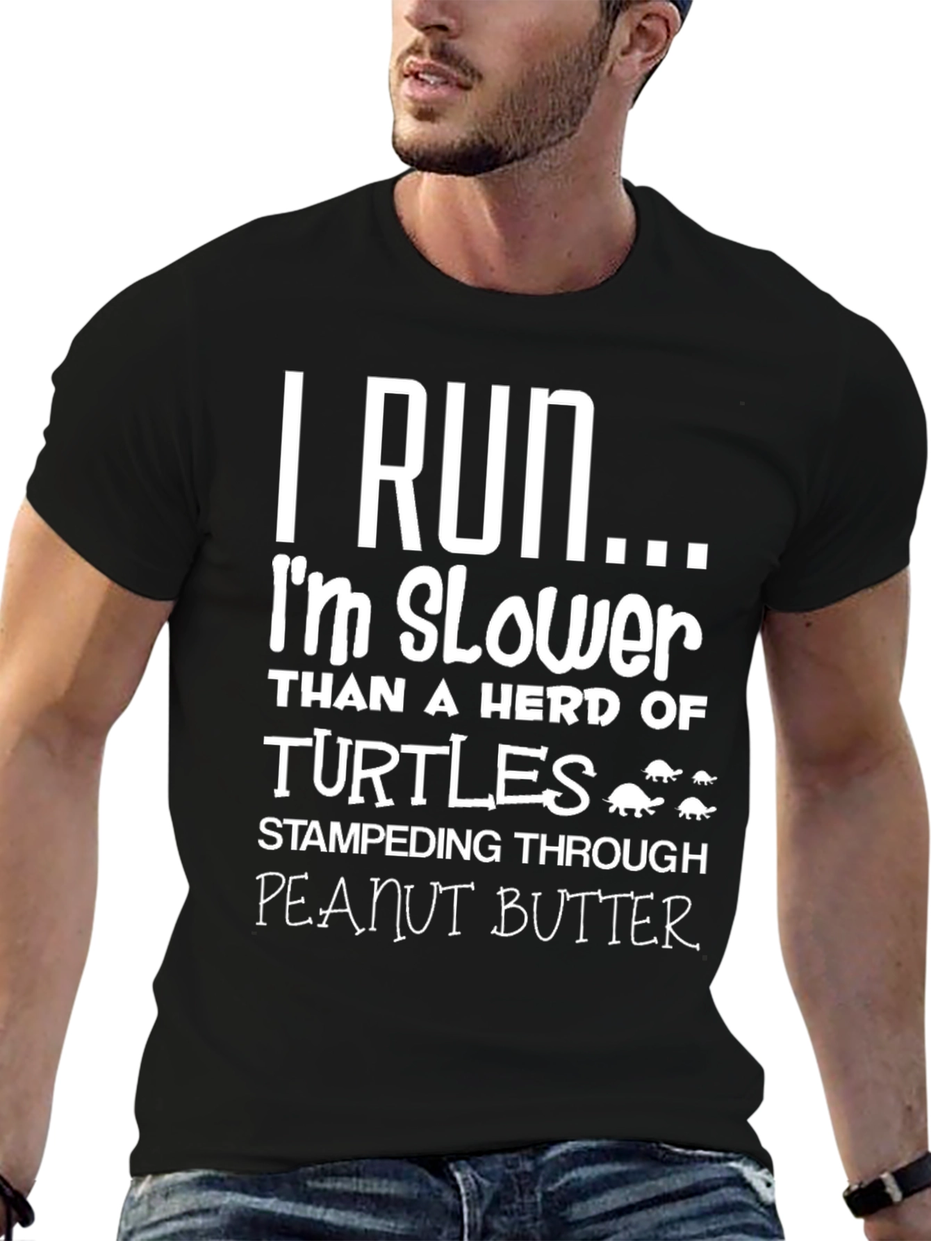 Funny Turtle Herd Slower Running Graphic T-Shirt