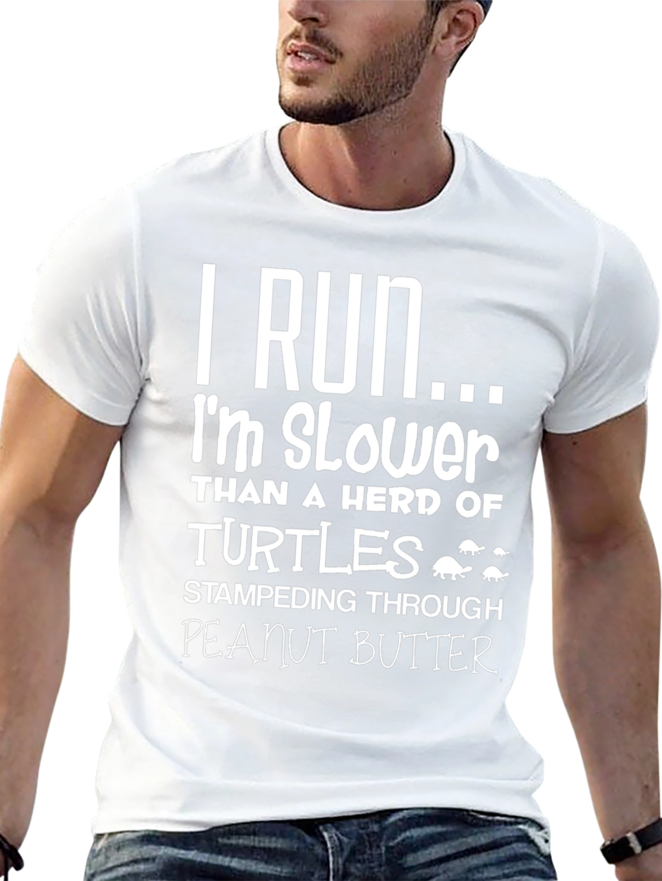 Funny Turtle Herd Slower Running Graphic T-Shirt