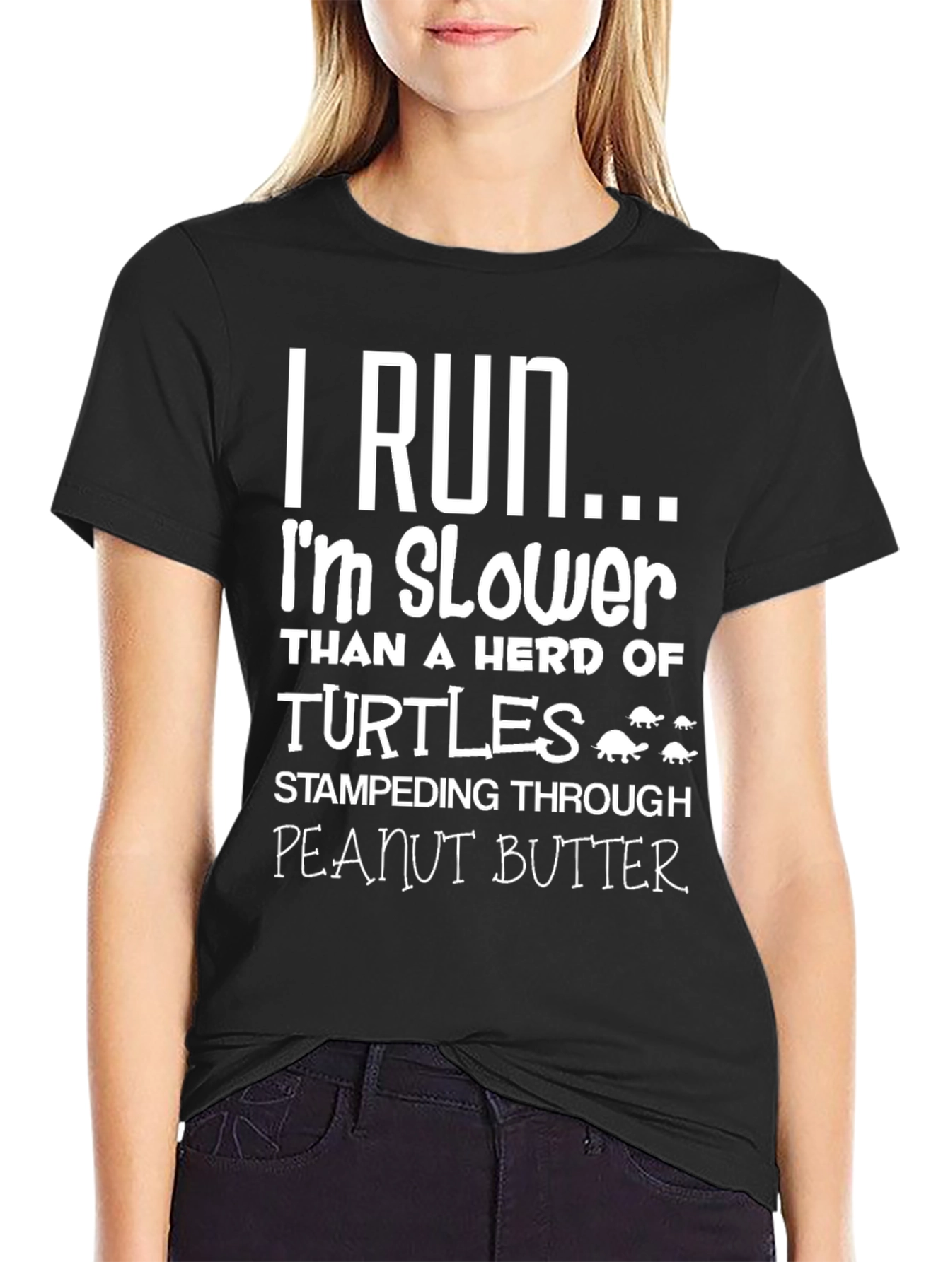 Funny Turtle Herd Slower Running Graphic T-Shirt