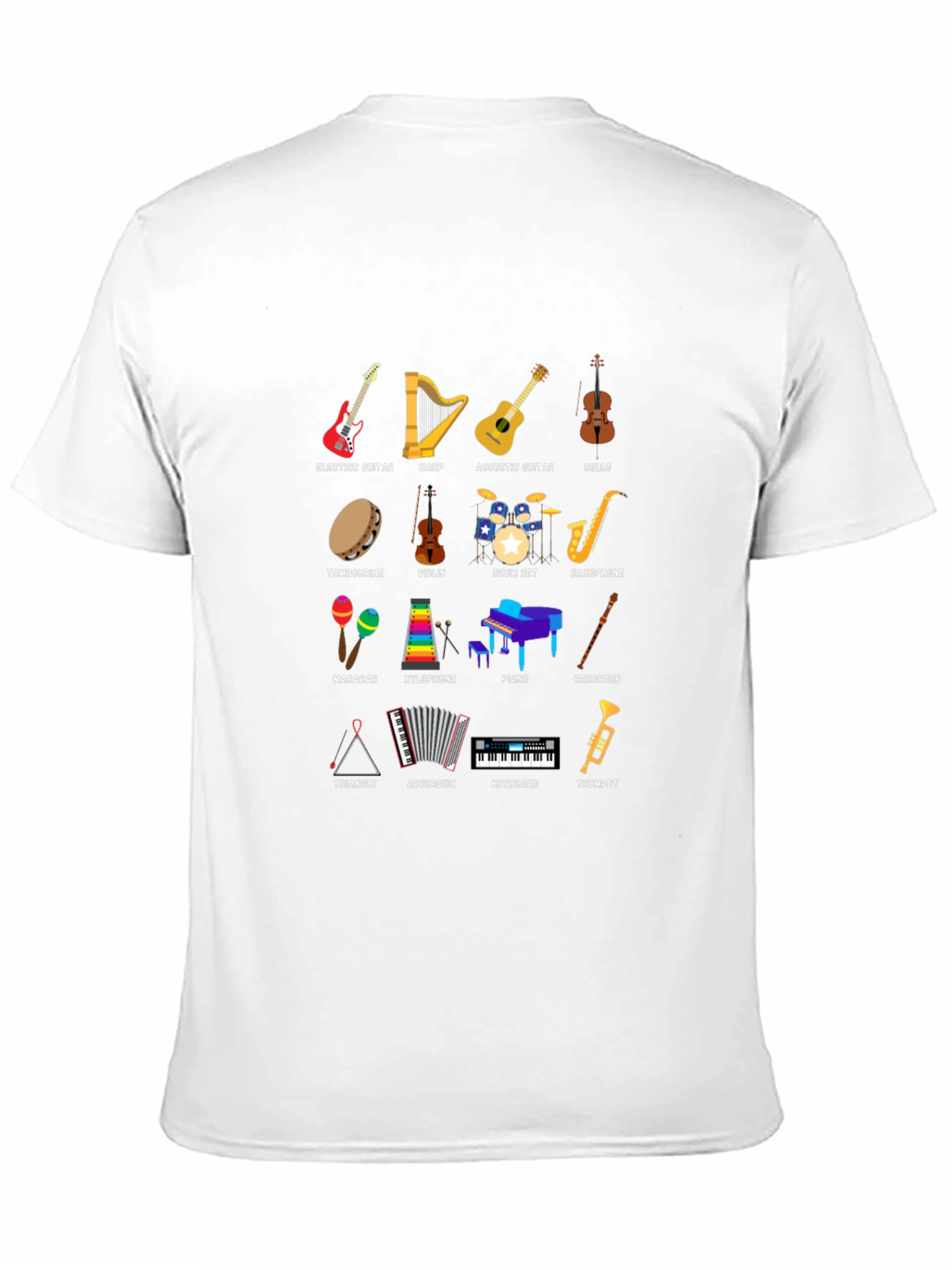 Musical Instruments Graphic Print Crew Neck T-Shirt