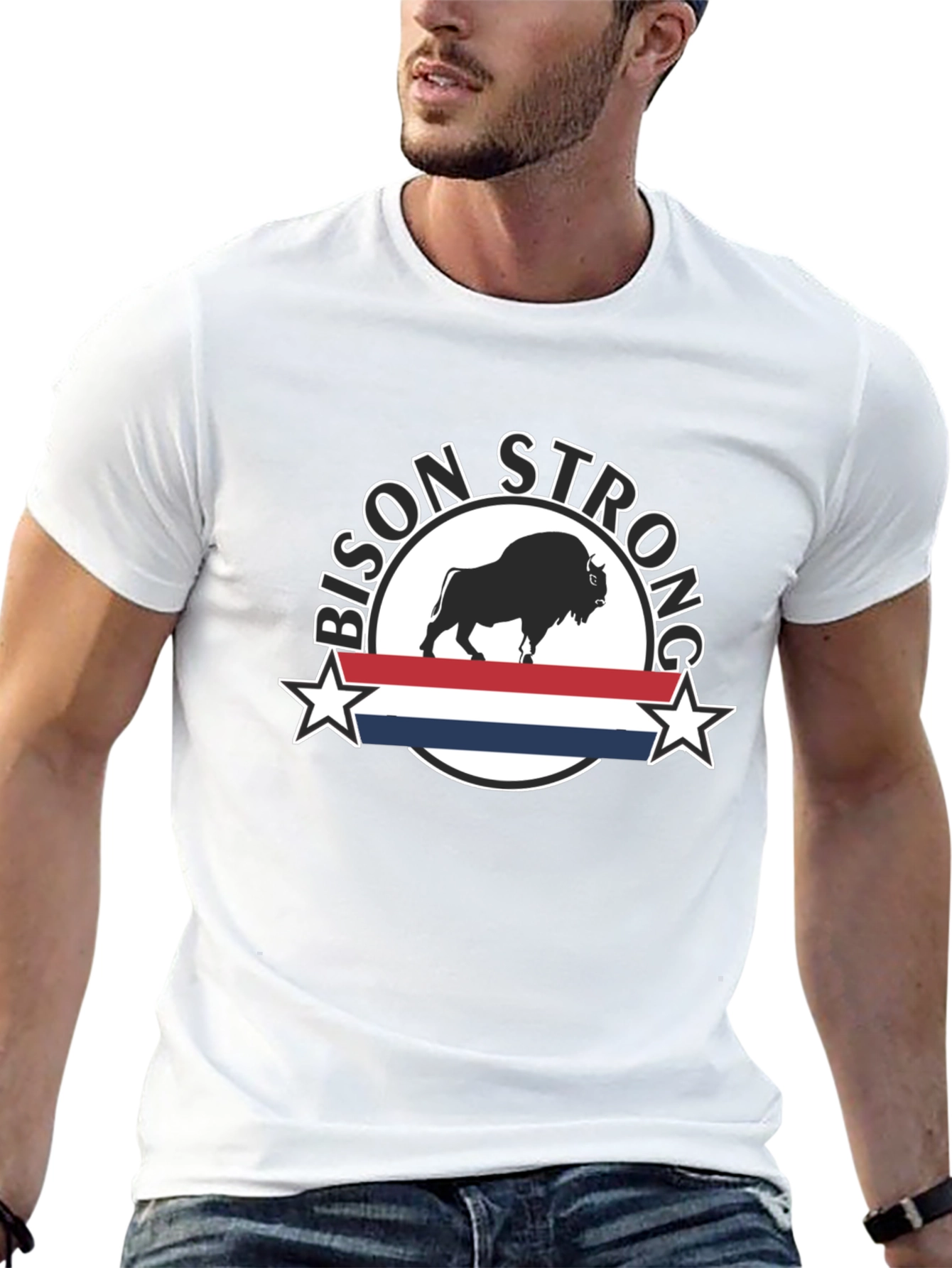 Bison Strong Graphic Tee - Black Unisex T-Shirt