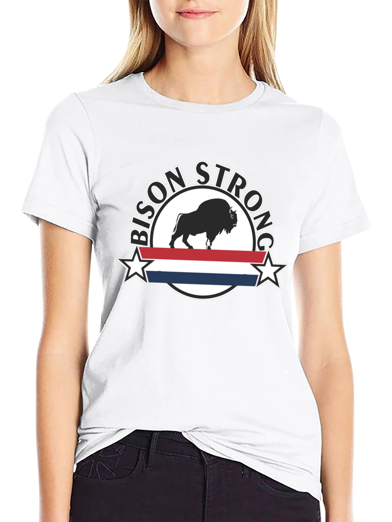 Bison Strong Graphic Tee - Black Unisex T-Shirt